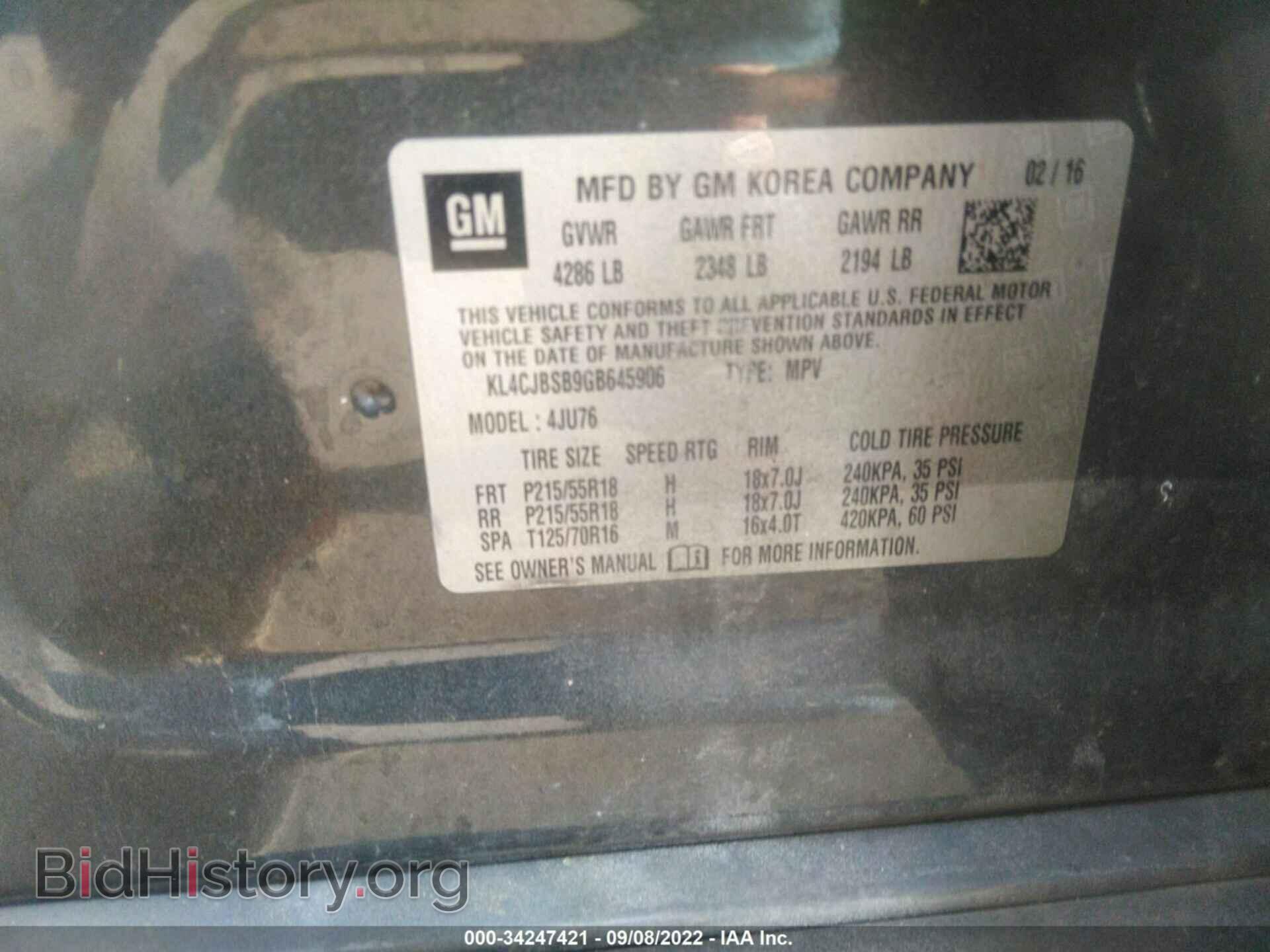 2016 BUICK ENCORE - VIN: KL4CJBSB9GB645906 - Photo 9