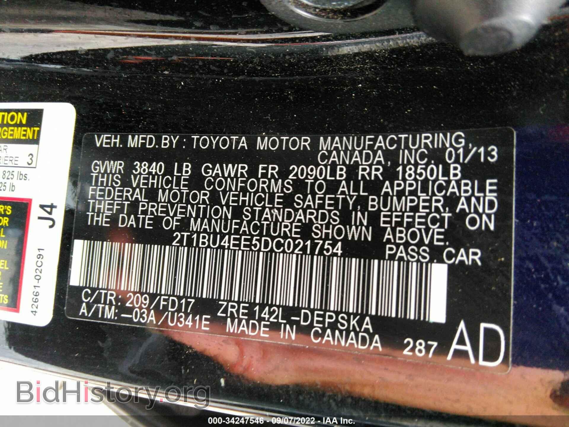 2013 TOYOTA COROLLA - VIN: 2T1BU4EE5DC021754 - Фото 9