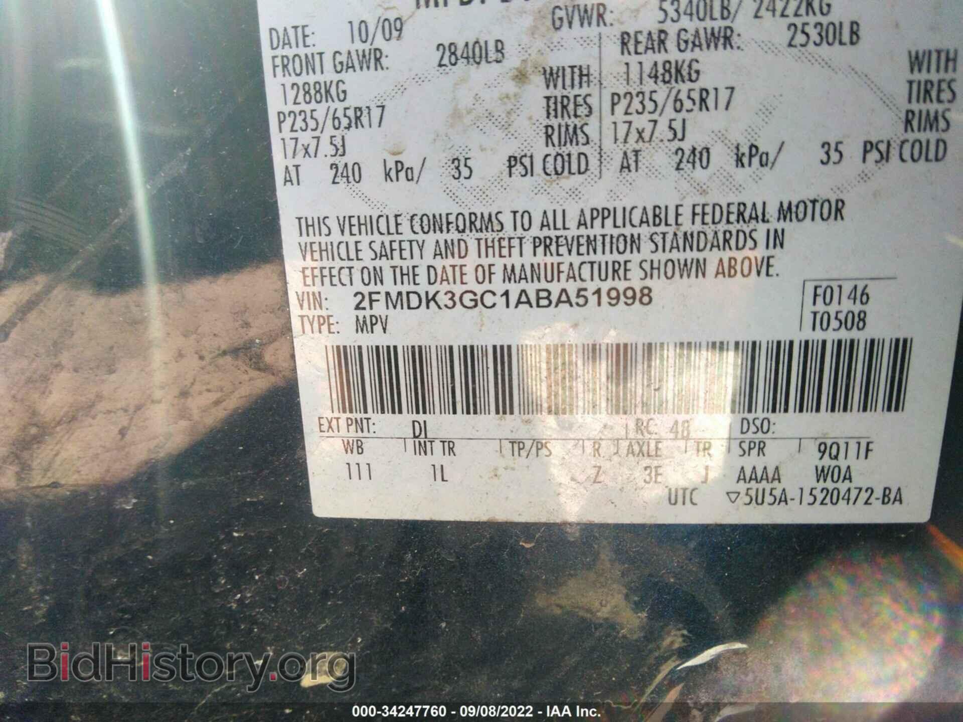 2010 FORD EDGE - VIN: 2FMDK3GC1ABA51998 - Photo 9