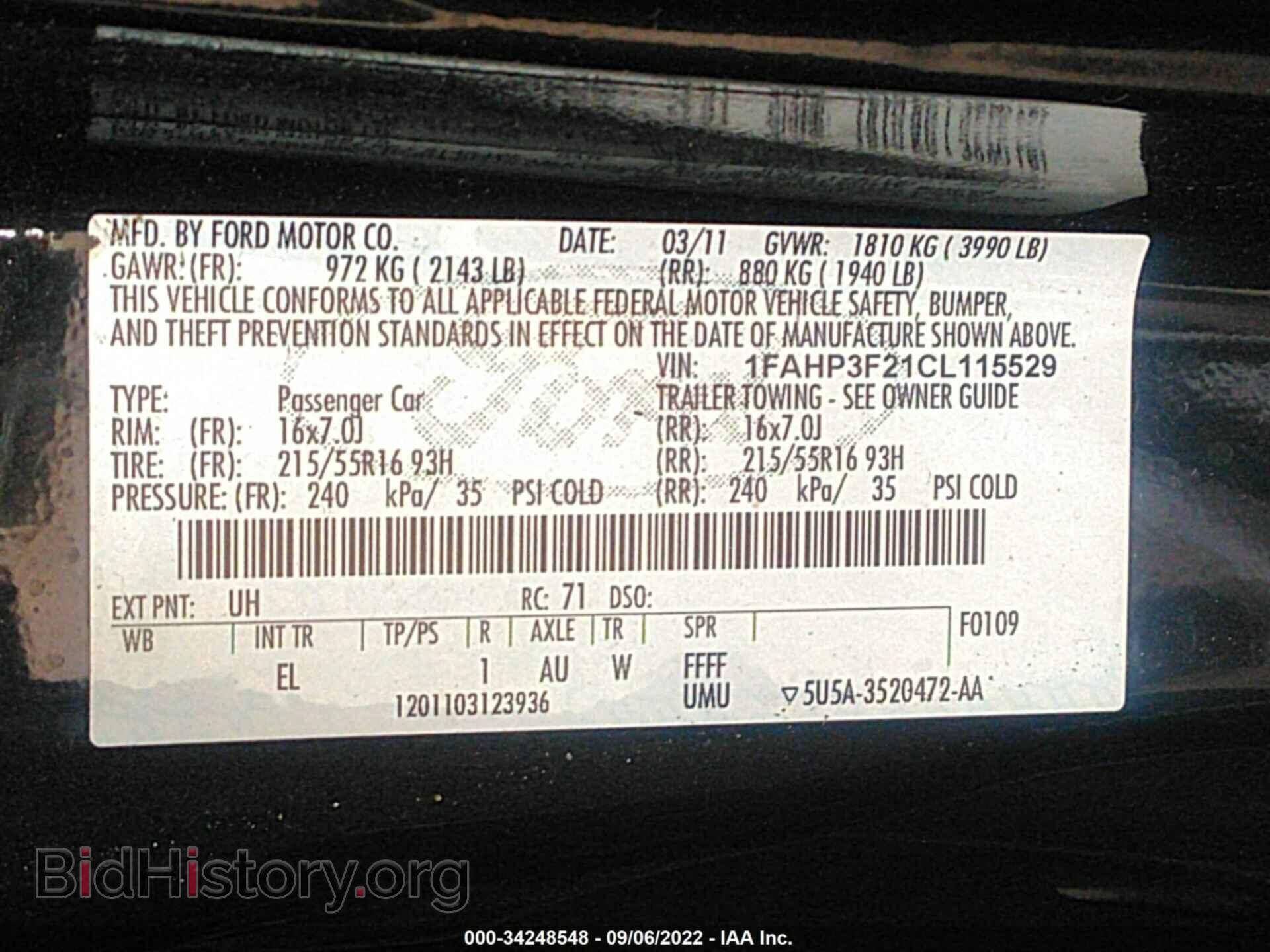 2012 FORD FOCUS - VIN: 1FAHP3F21CL115529 - Фото 9