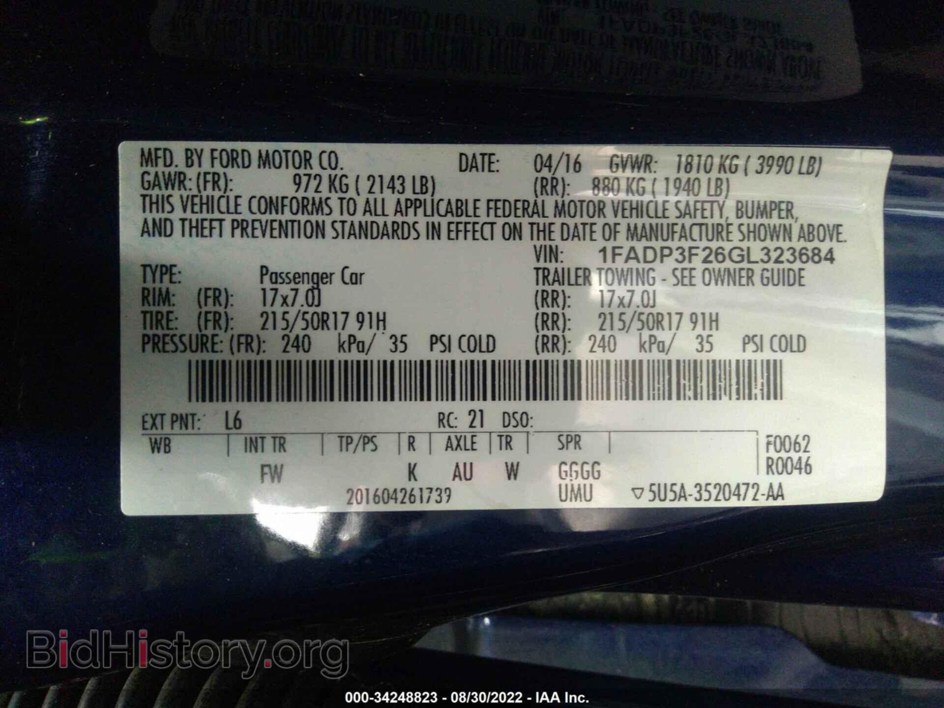 2016 FORD FOCUS - VIN: 1FADP3F26GL323684 - Фото 9