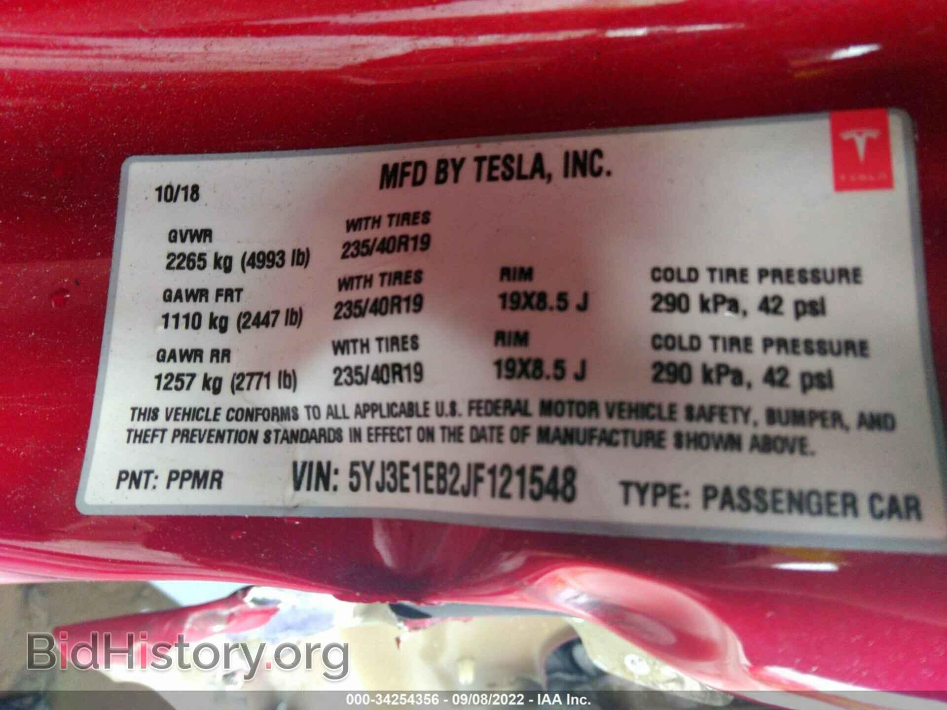 2018 TESLA MODEL 3 - VIN: 5YJ3E1EB2JF121548 - Photo 9