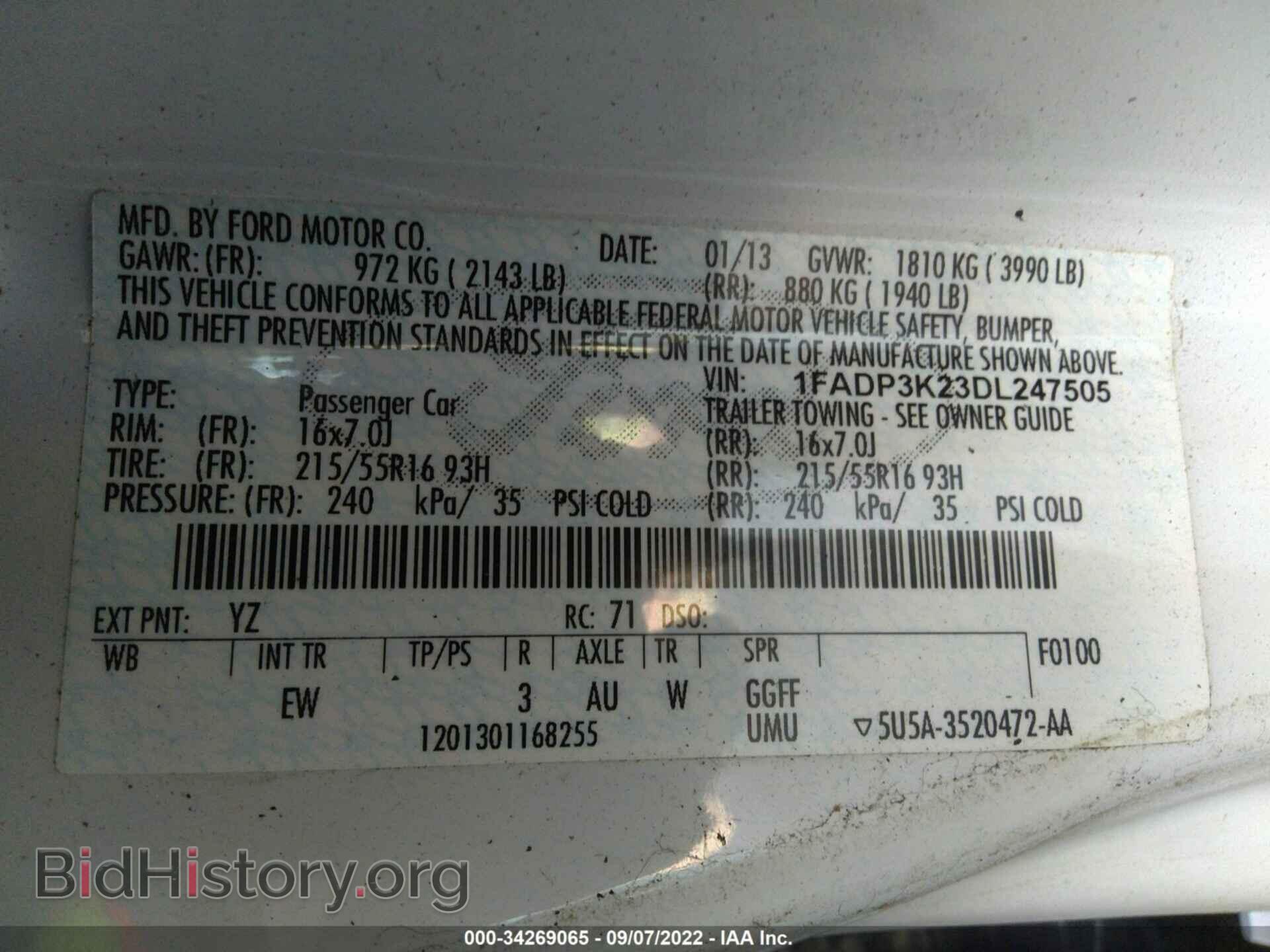 2013 FORD FOCUS - VIN: 1FADP3K23DL247505 - Фото 9