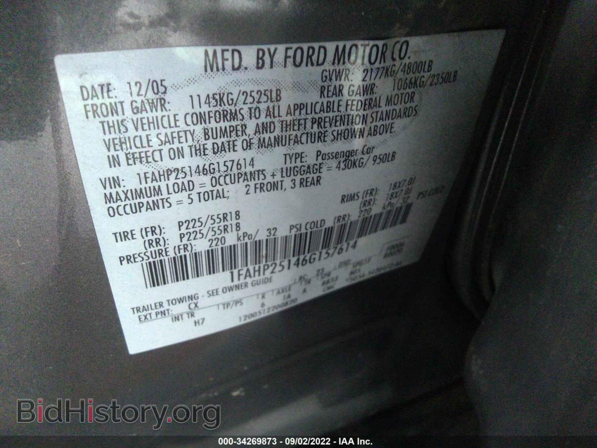 2006 FORD FIVE HUNDRED - VIN: 1FAHP25146G157614 - Photo 9