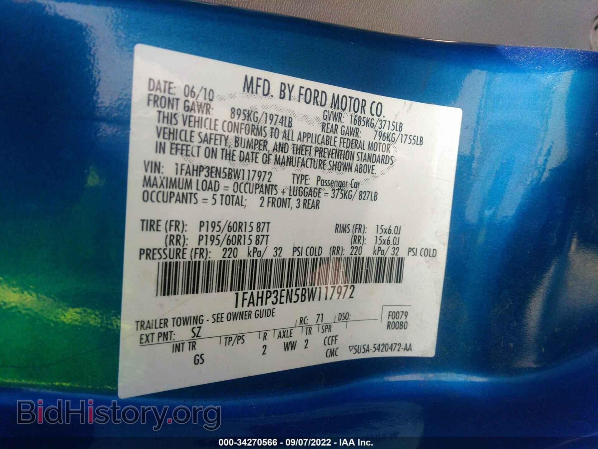 2011 FORD FOCUS - VIN: 1FAHP3EN5BW117972 - Фото 9