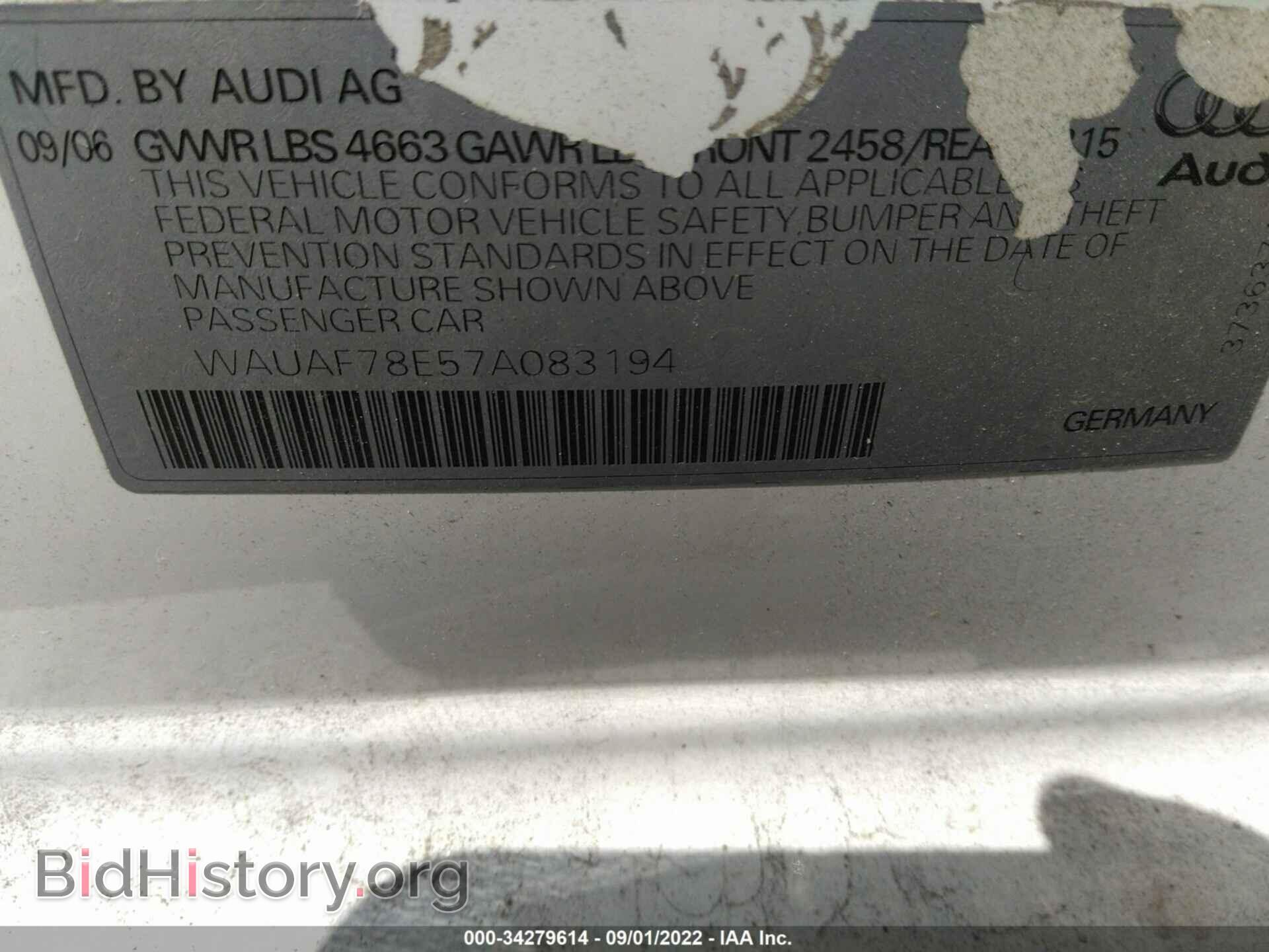 2007 AUDI A4 - VIN: WAUAF78E57A083194 - Фото 9