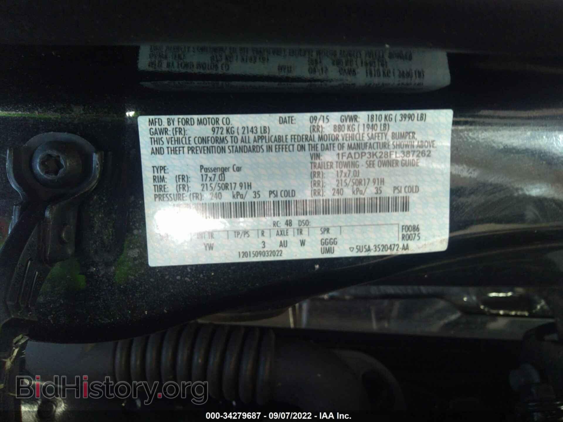 2015 FORD FOCUS - VIN: 1FADP3K28FL387262 - Фото 9