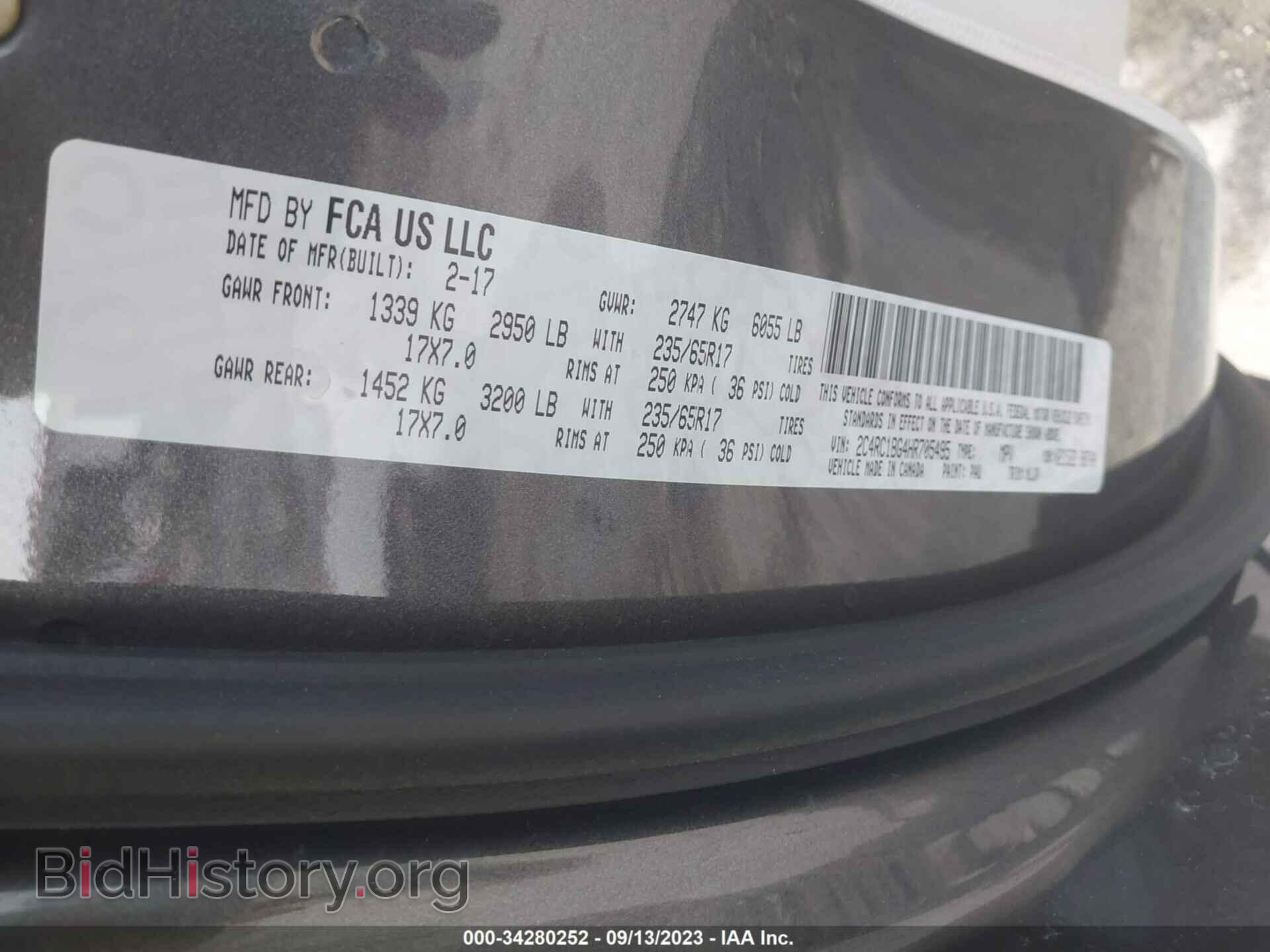 2017 CHRYSLER PACIFICA - VIN: 2C4RC1BG4HR705495 - Photo 9