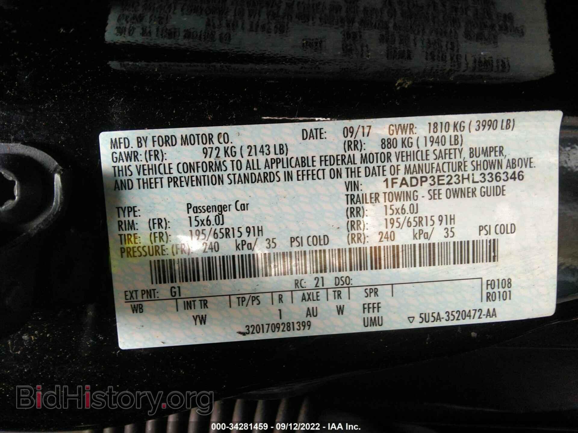 2017 FORD FOCUS - VIN: 1FADP3E23HL336346 - Фото 9