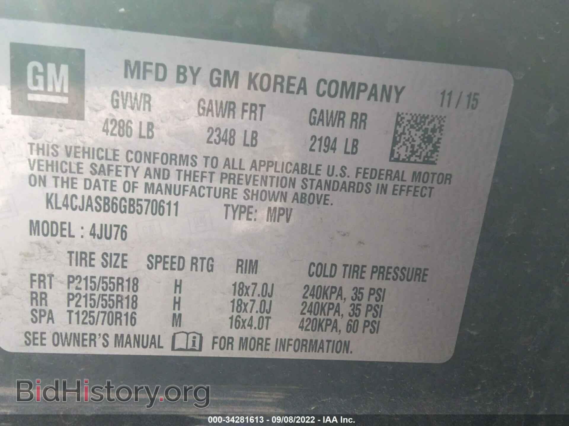 2016 BUICK ENCORE - VIN: KL4CJASB6GB570611 - Photo 9