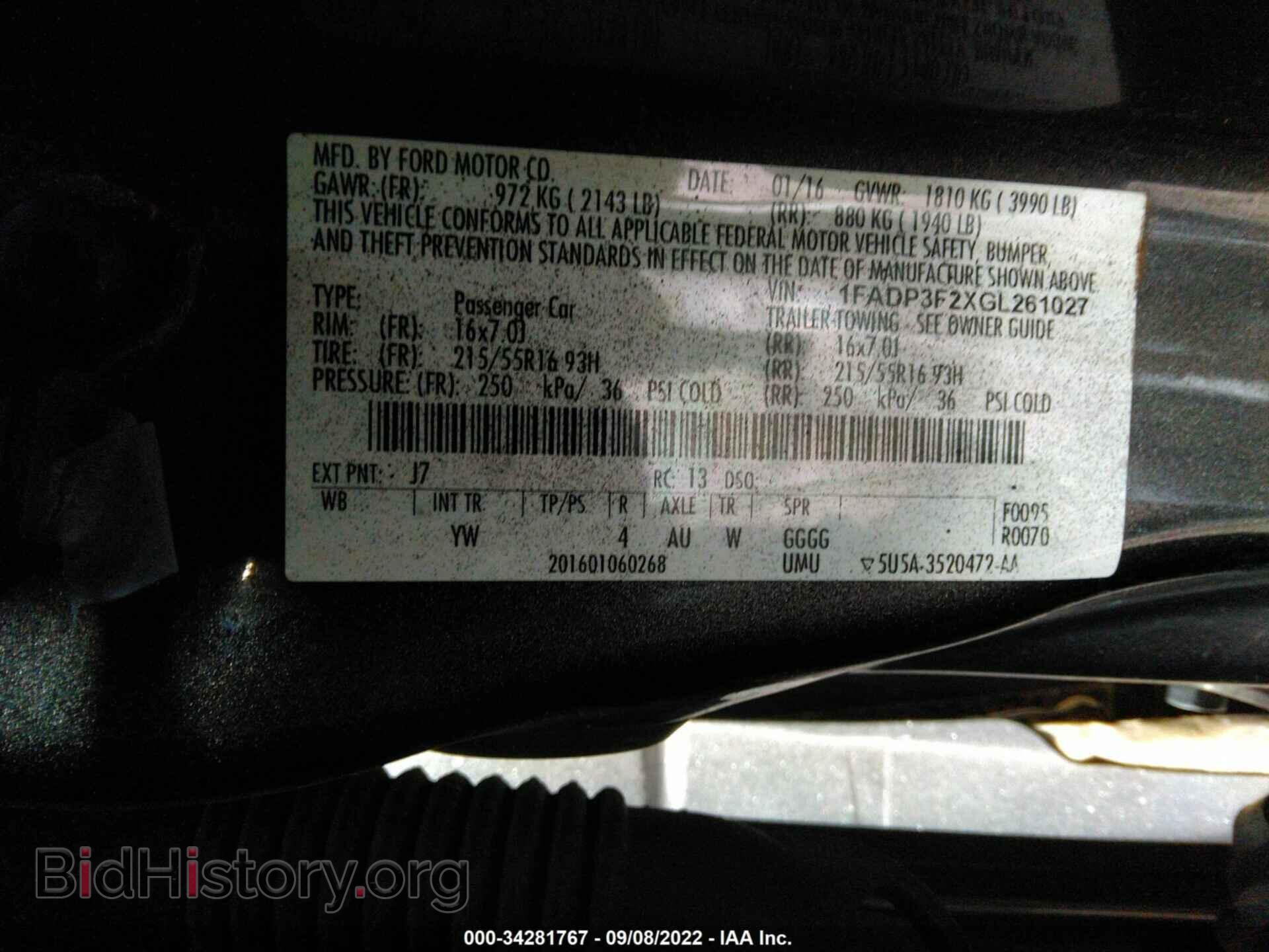 2016 FORD FOCUS - VIN: 1FADP3F2XGL261027 - Фото 9