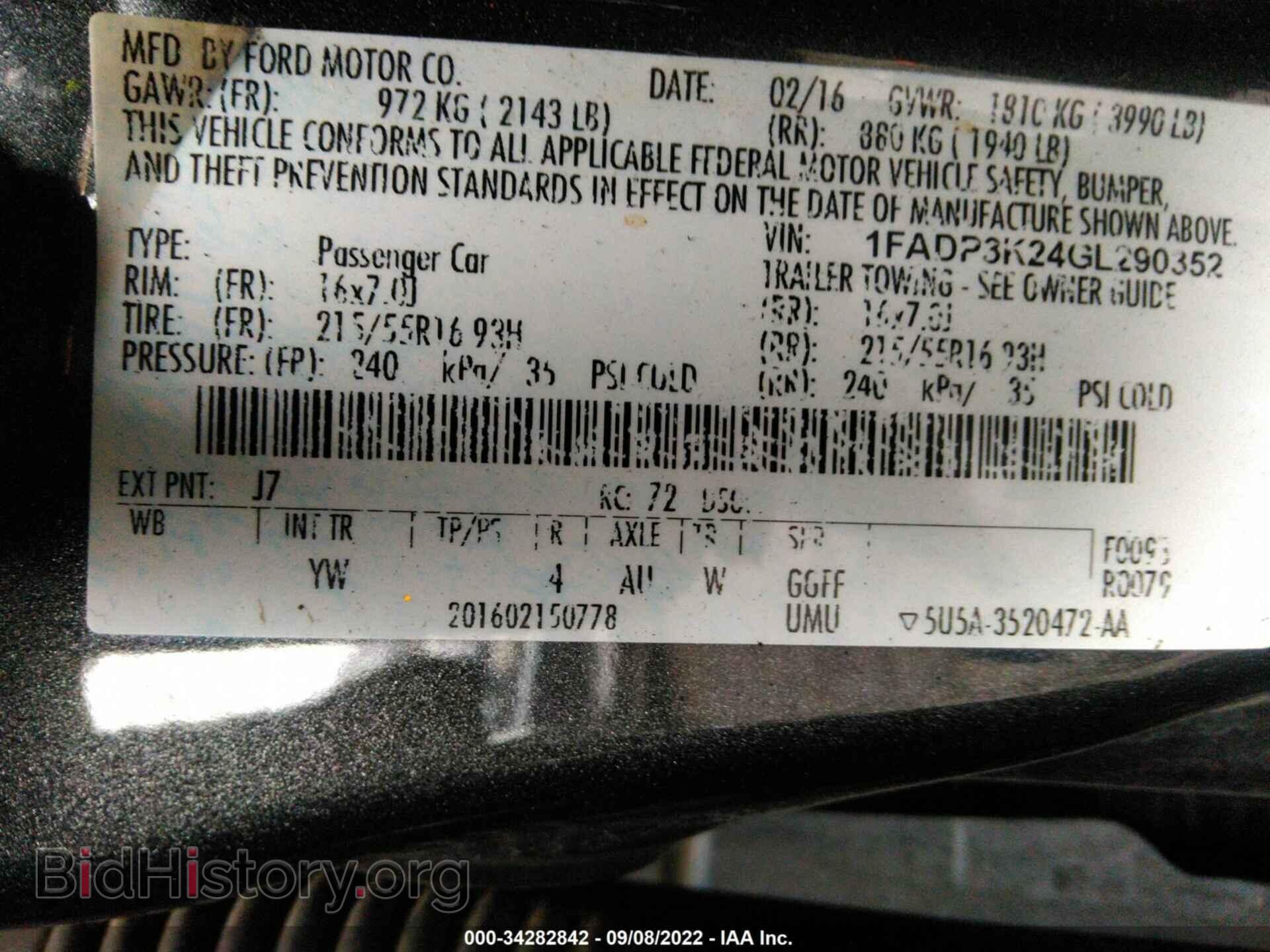 2016 FORD FOCUS - VIN: 1FADP3K24GL290352 - Фото 9