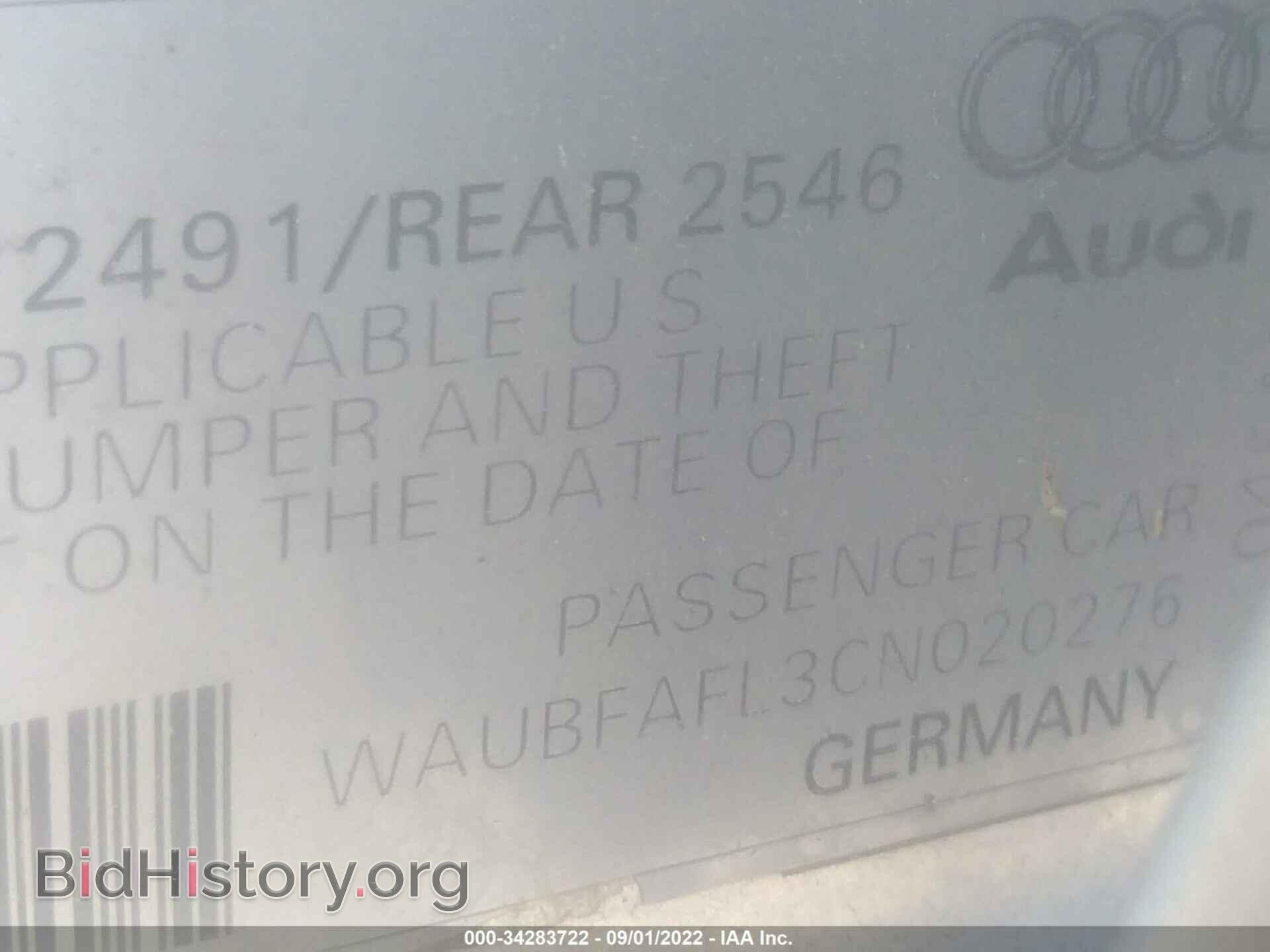 2012 AUDI A4 - VIN: WAUBFAFL3CN020276 - Фото 9