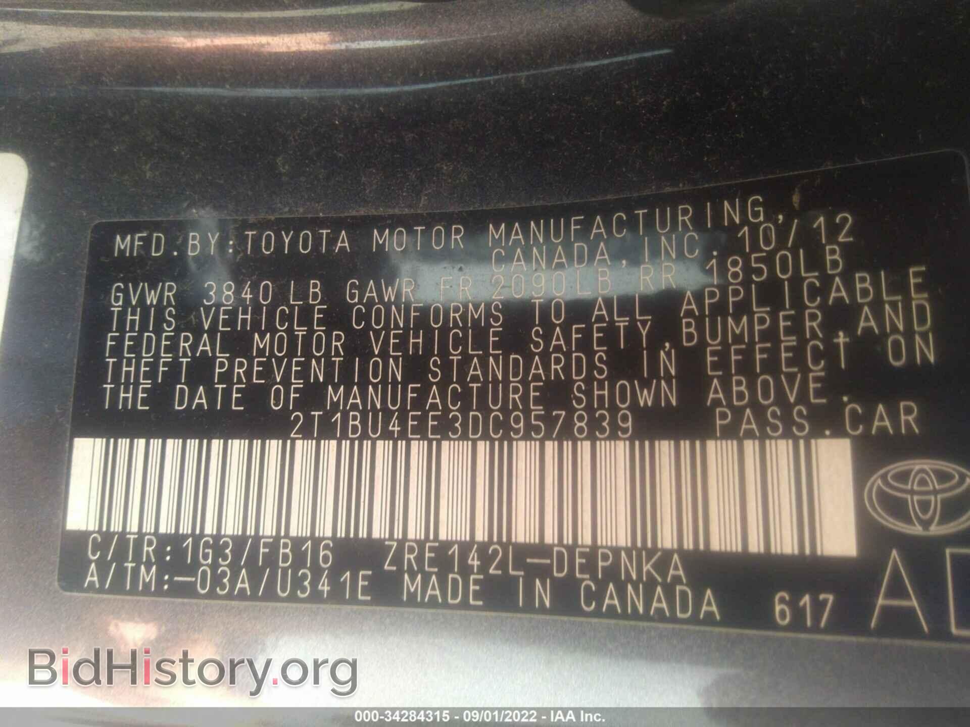 2013 TOYOTA COROLLA - VIN: 2T1BU4EE3DC957839 - Фото 9