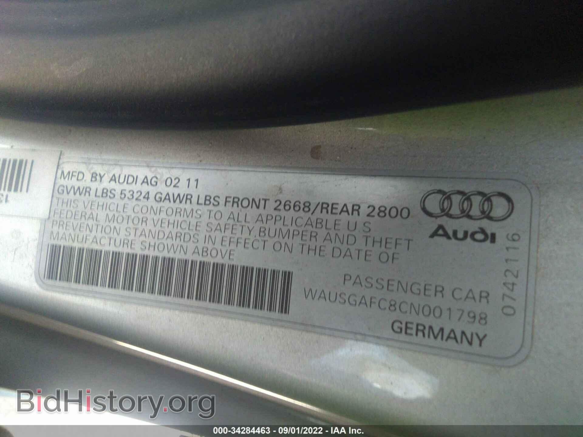 2012 AUDI A7 - VIN: WAUSGAFC8CN001798 - Photo 9