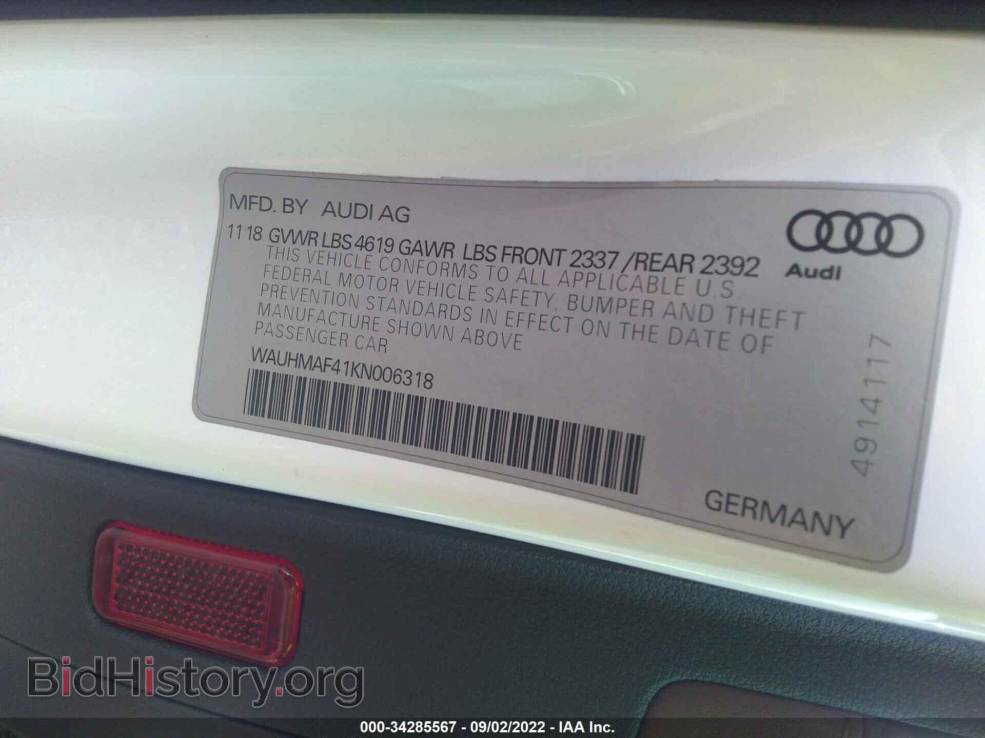 2019 AUDI A4 - VIN: WAUHMAF41KN006318 - Фото 9