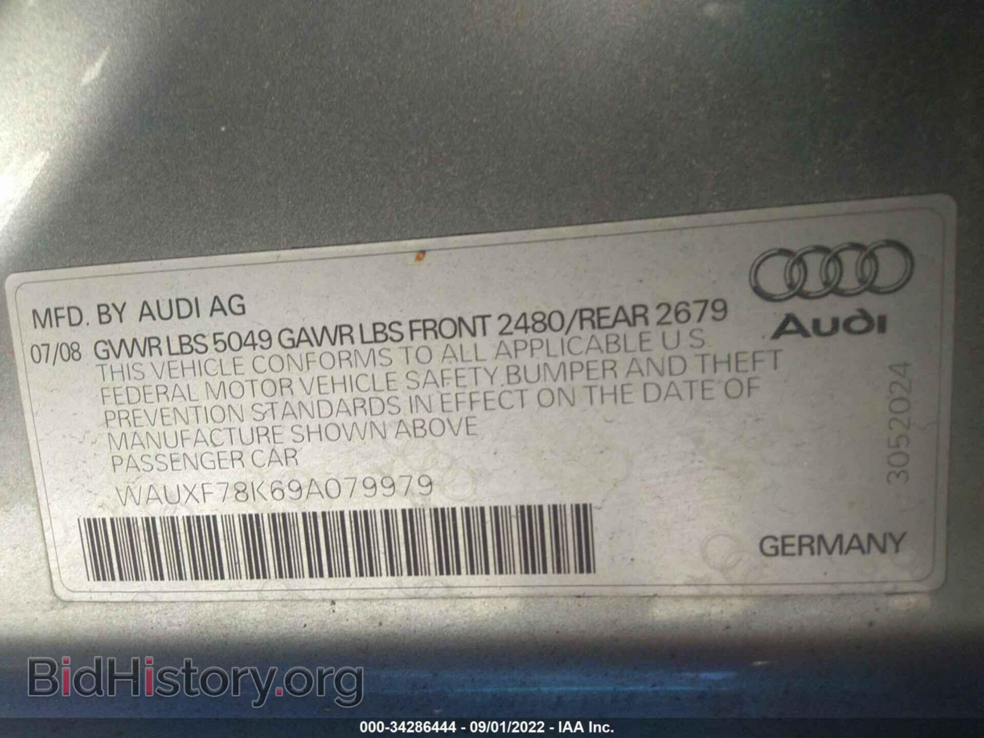 2009 AUDI A4 - VIN: WAUXF78K69A079979 - Фото 9