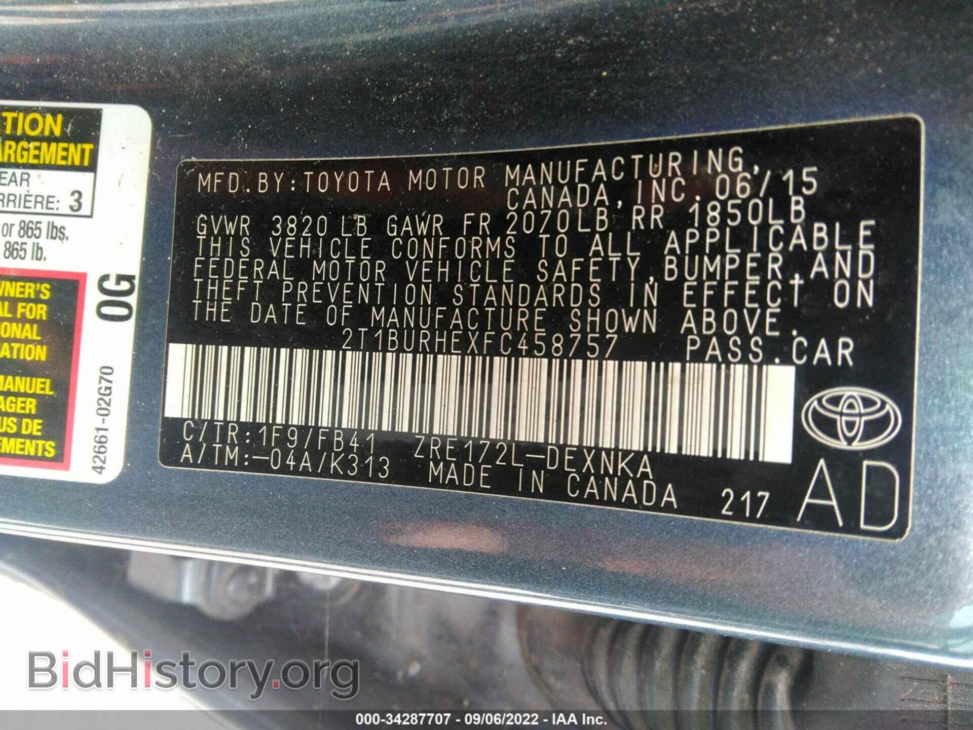 2015 TOYOTA COROLLA - VIN: 2T1BURHEXFC458757 - Photo 9
