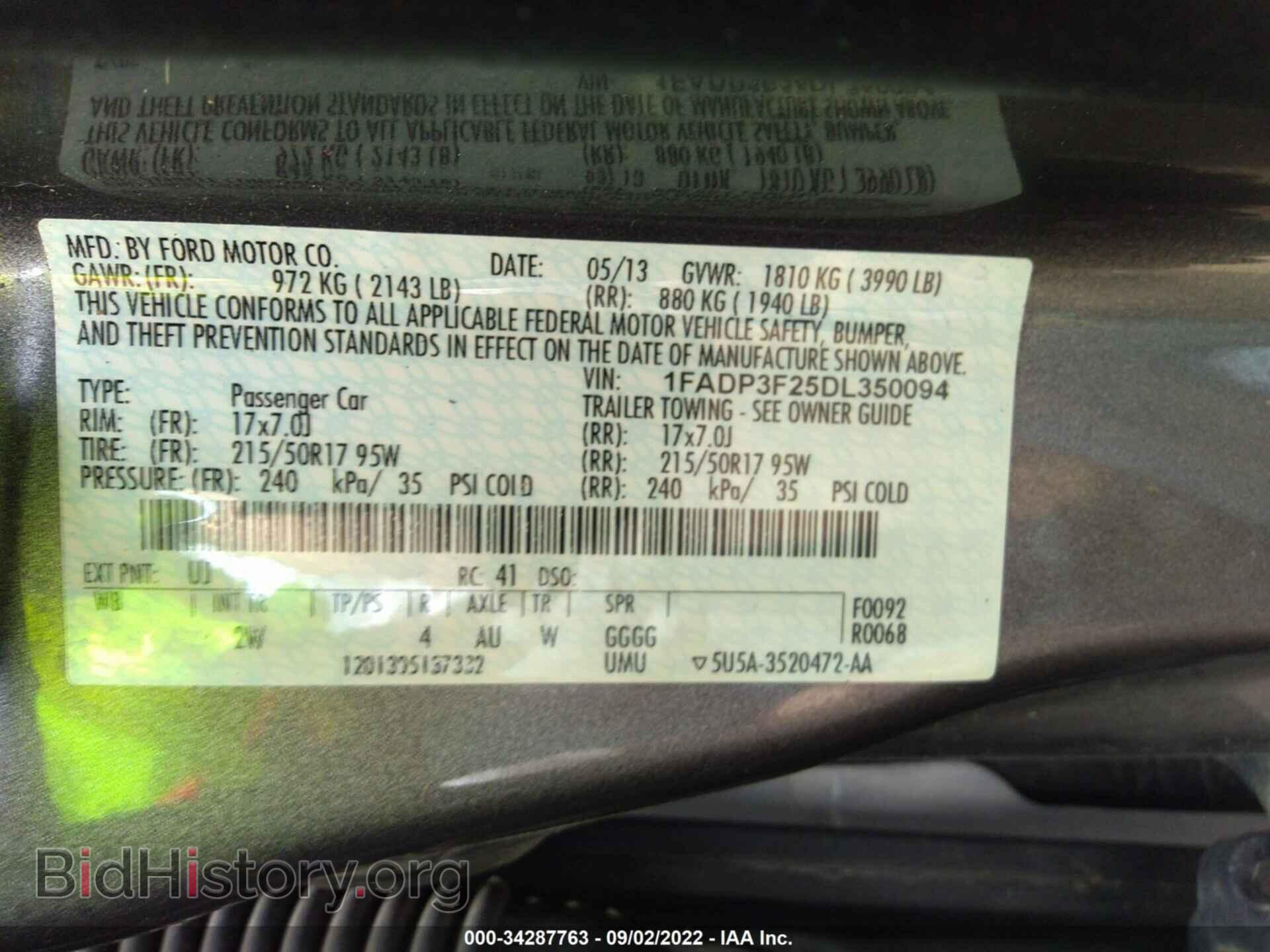 2013 FORD FOCUS - VIN: 1FADP3F25DL350094 - Фото 9