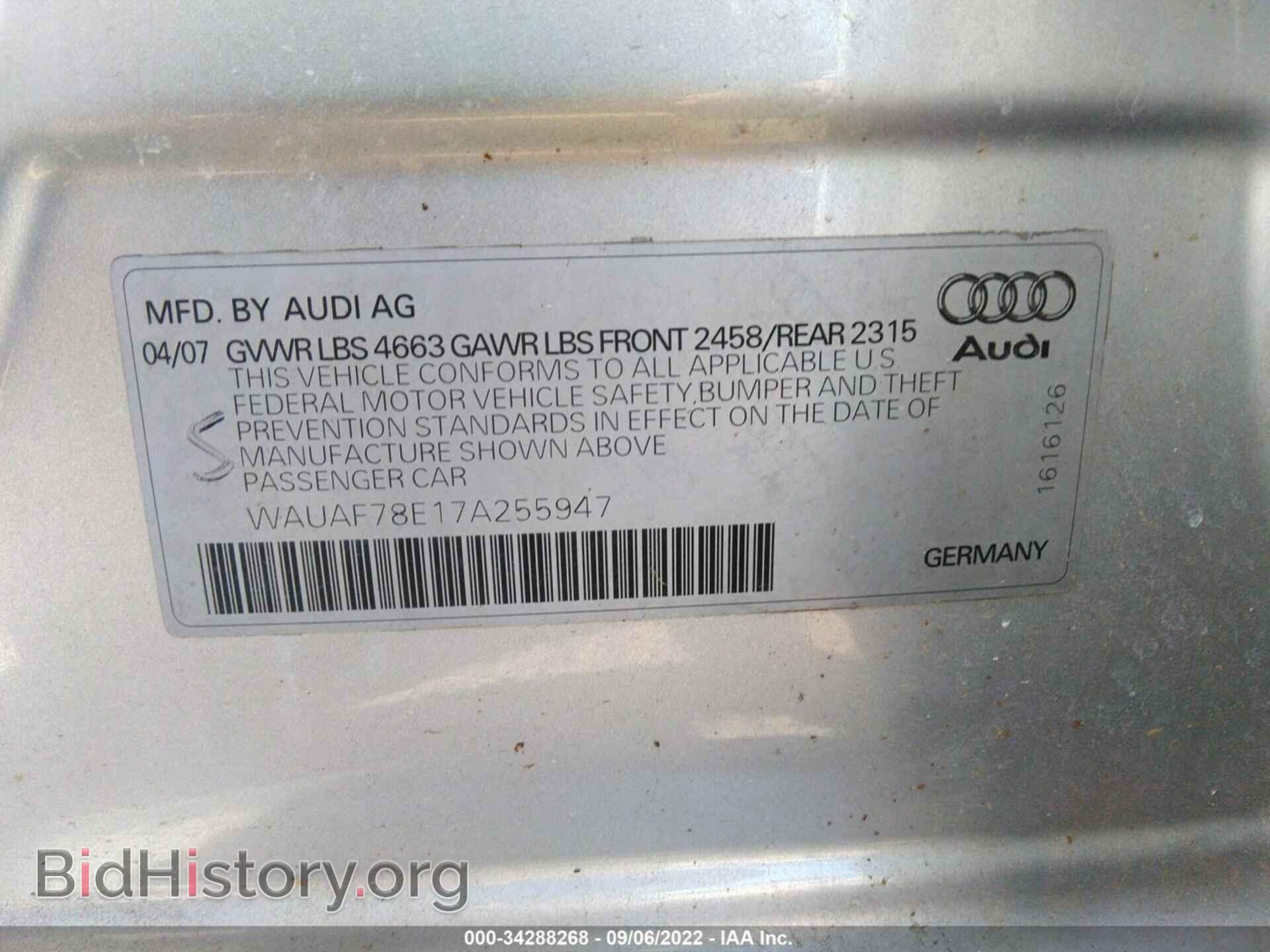 2007 AUDI A4 - VIN: WAUAF78E17A255947 - Фото 9