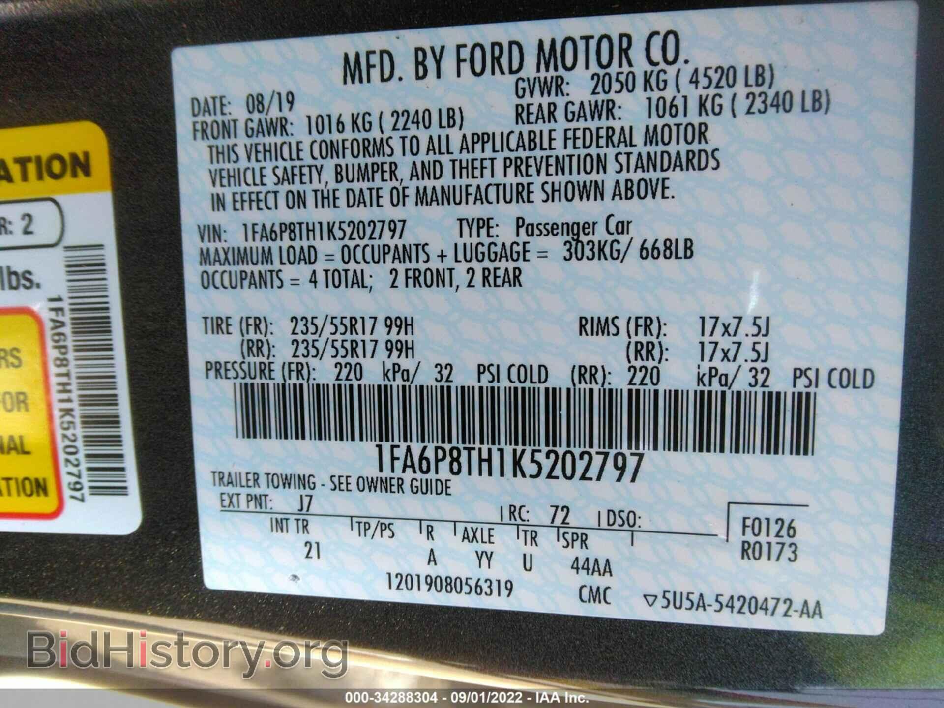 2019 FORD MUSTANG - VIN: 1FA6P8TH1K5202797 - Фото 9