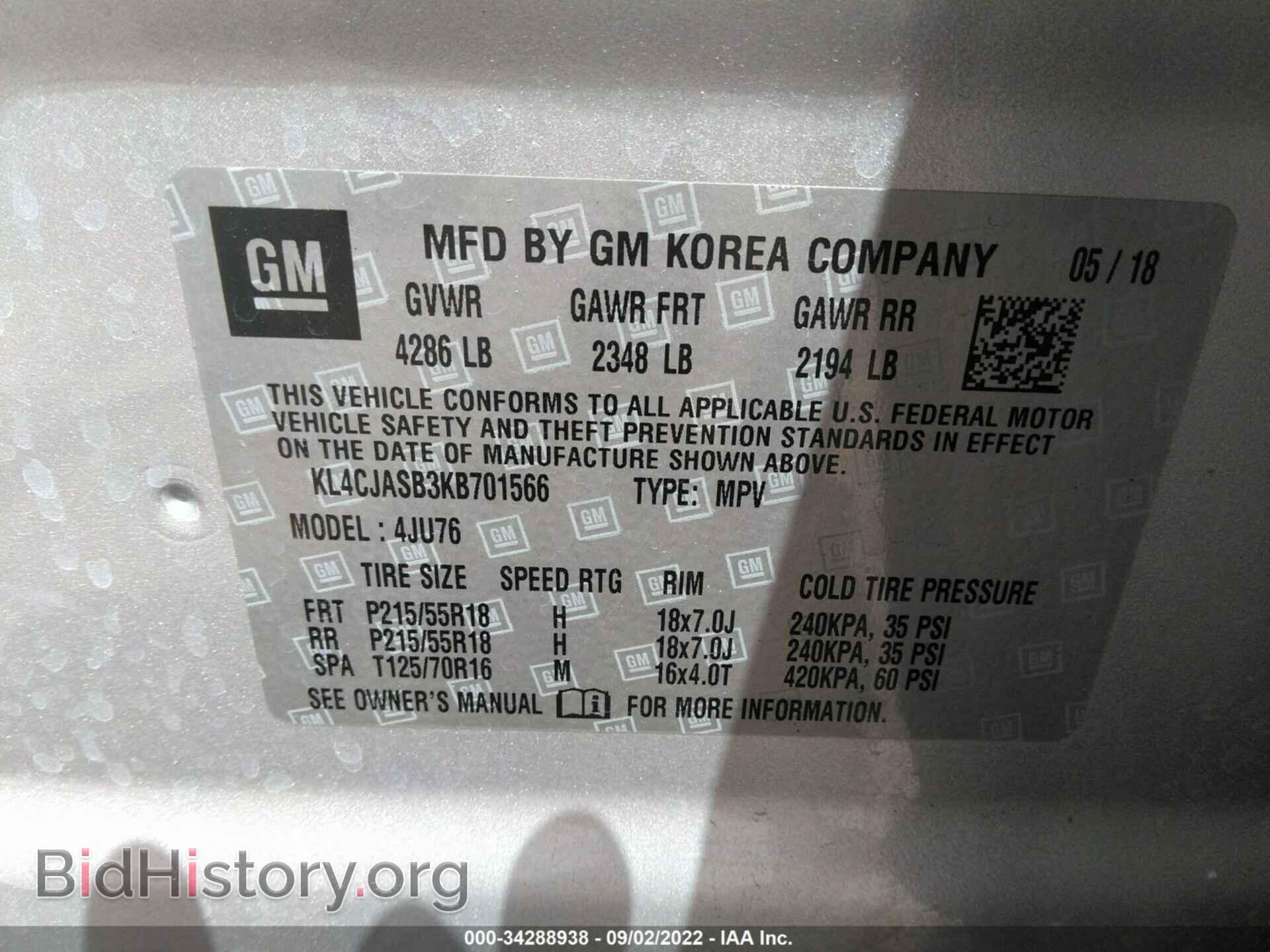 2019 BUICK ENCORE - VIN: KL4CJASB3KB701566 - Photo 9