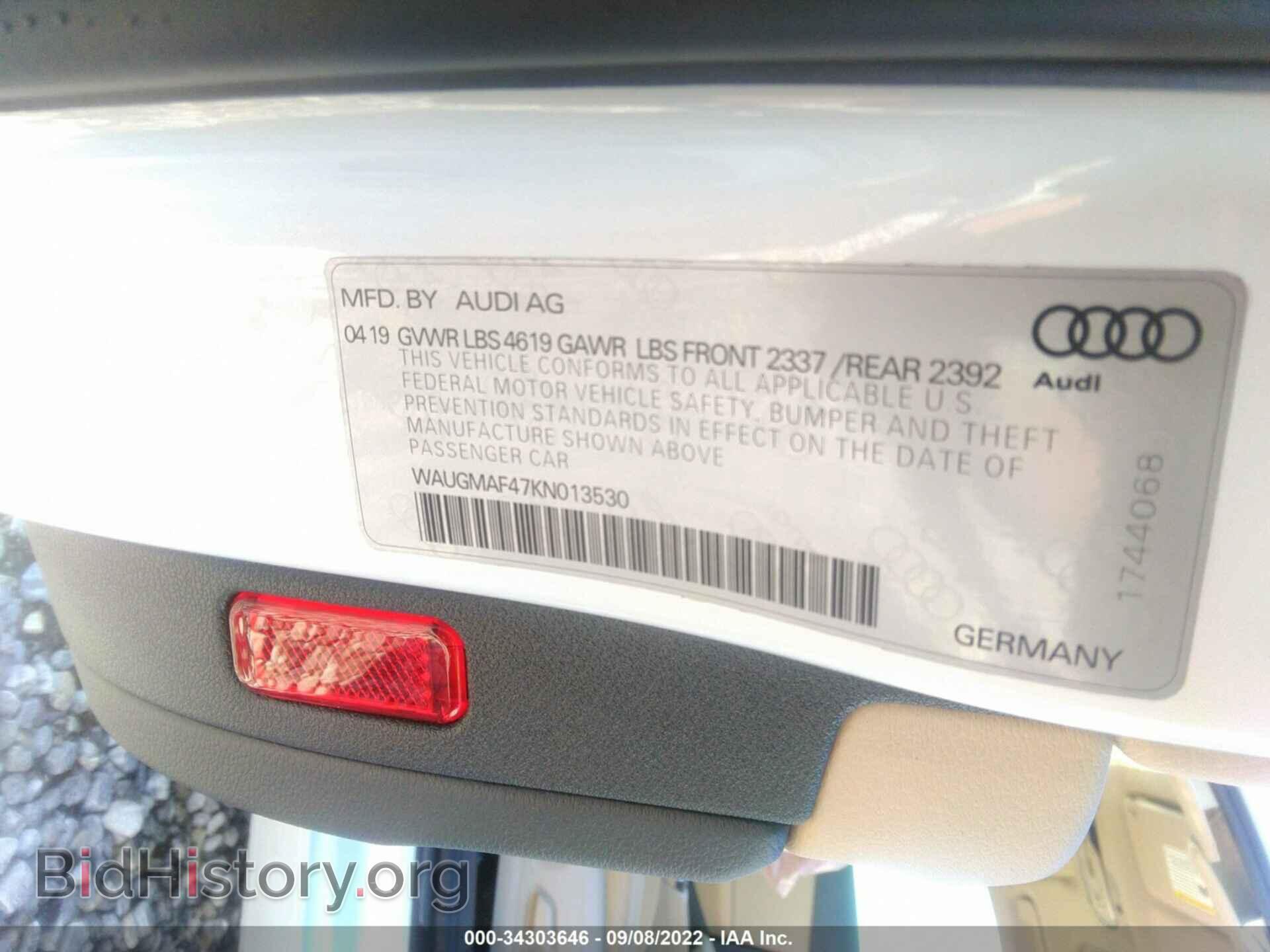 2019 AUDI A4 - VIN: WAUGMAF47KN013530 - Photo 9