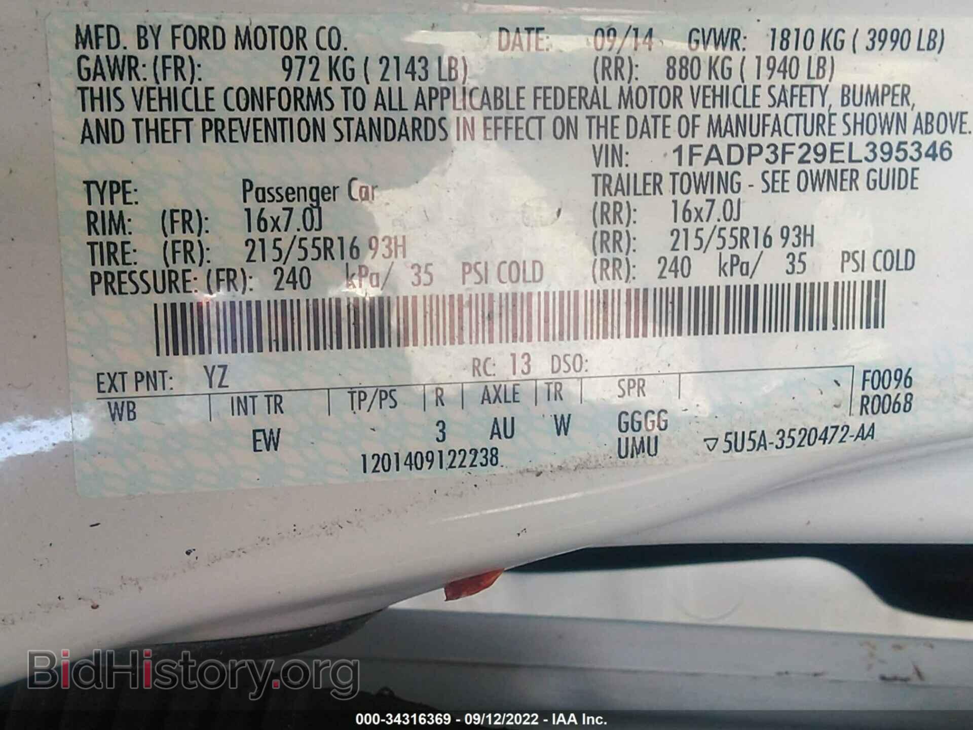 2014 FORD FOCUS - VIN: 1FADP3F29EL395346 - Фото 9