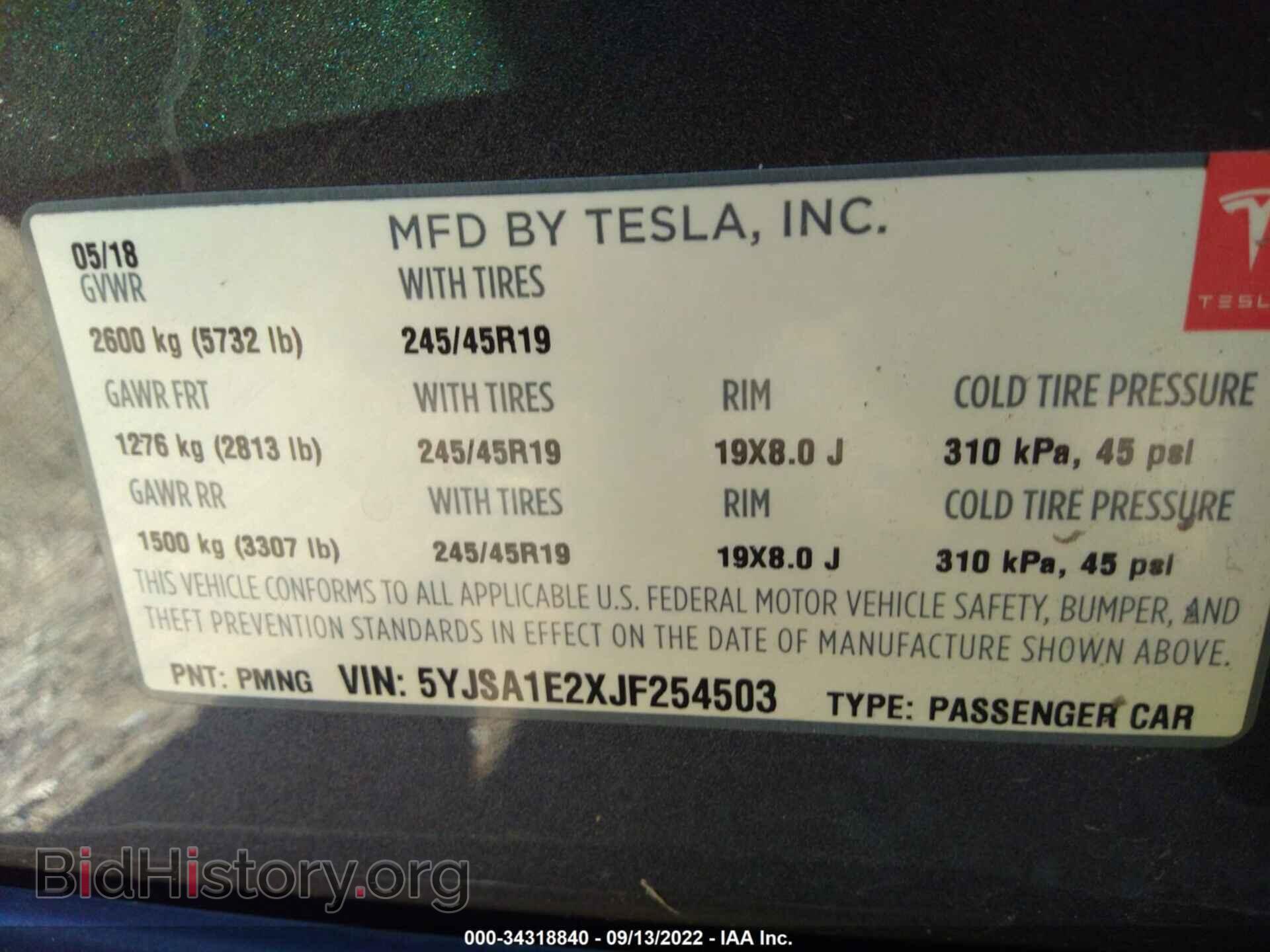 2018 TESLA MODEL S - VIN: 5YJSA1E2XJF254503 - Photo 9