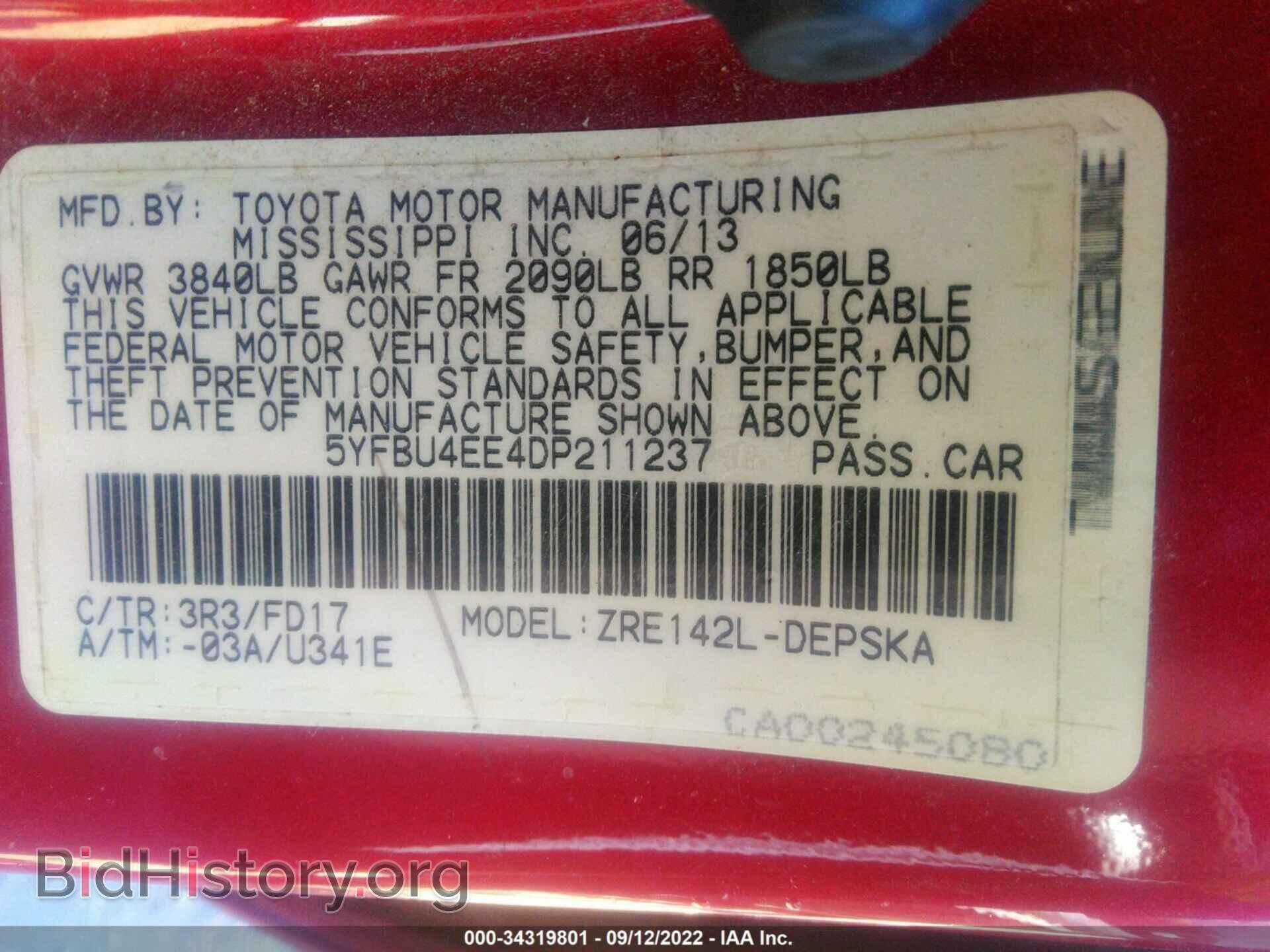 2013 TOYOTA COROLLA - VIN: 5YFBU4EE4DP211237 - Фото 9