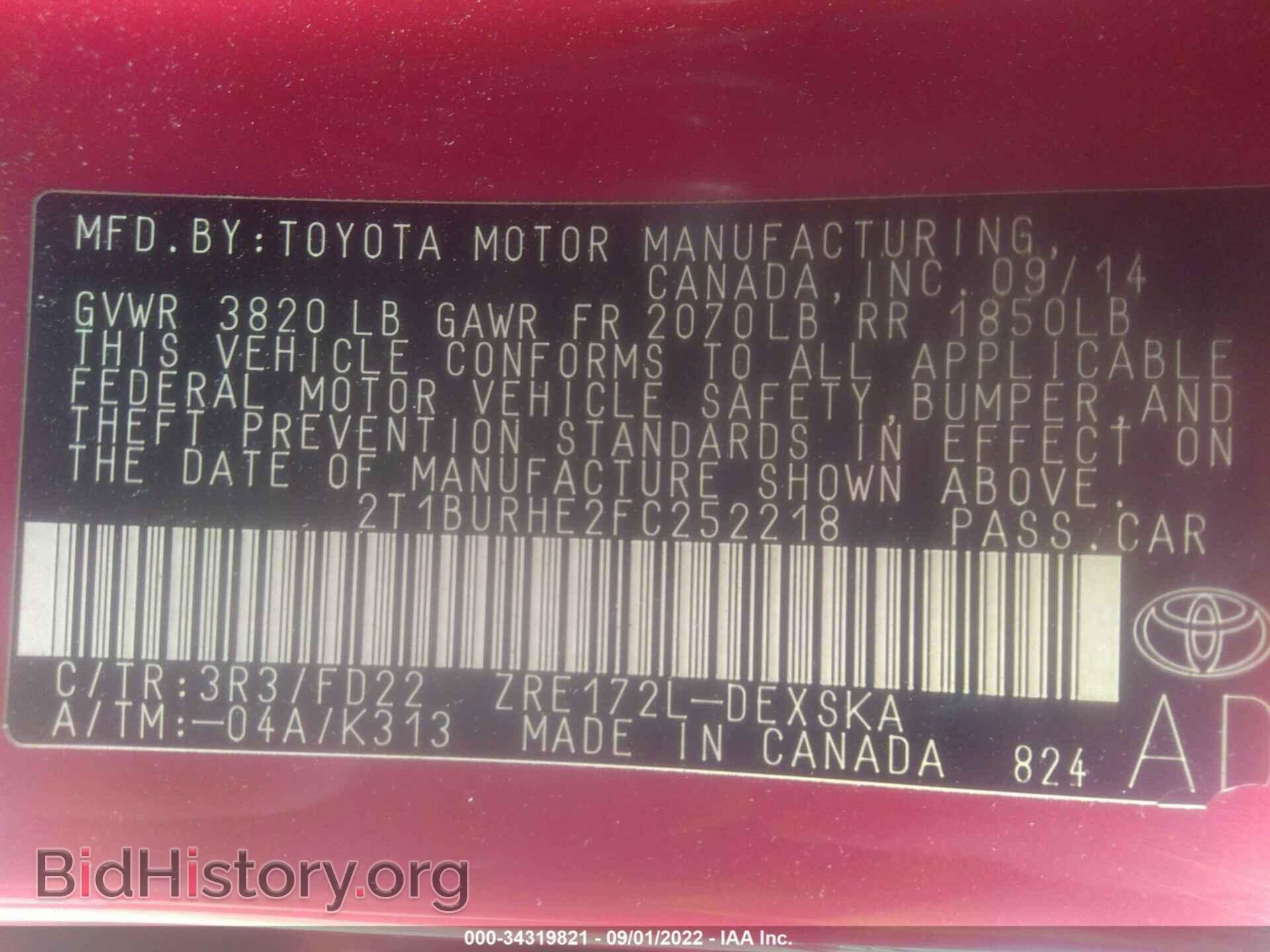 2015 TOYOTA COROLLA - VIN: 2T1BURHE2FC252218 - Photo 9