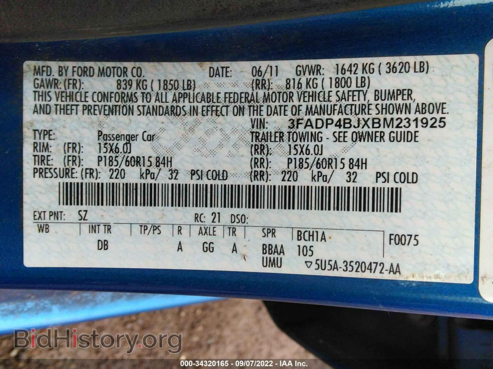 2011 FORD FIESTA - VIN: 3FADP4BJXBM231925 - Фото 9