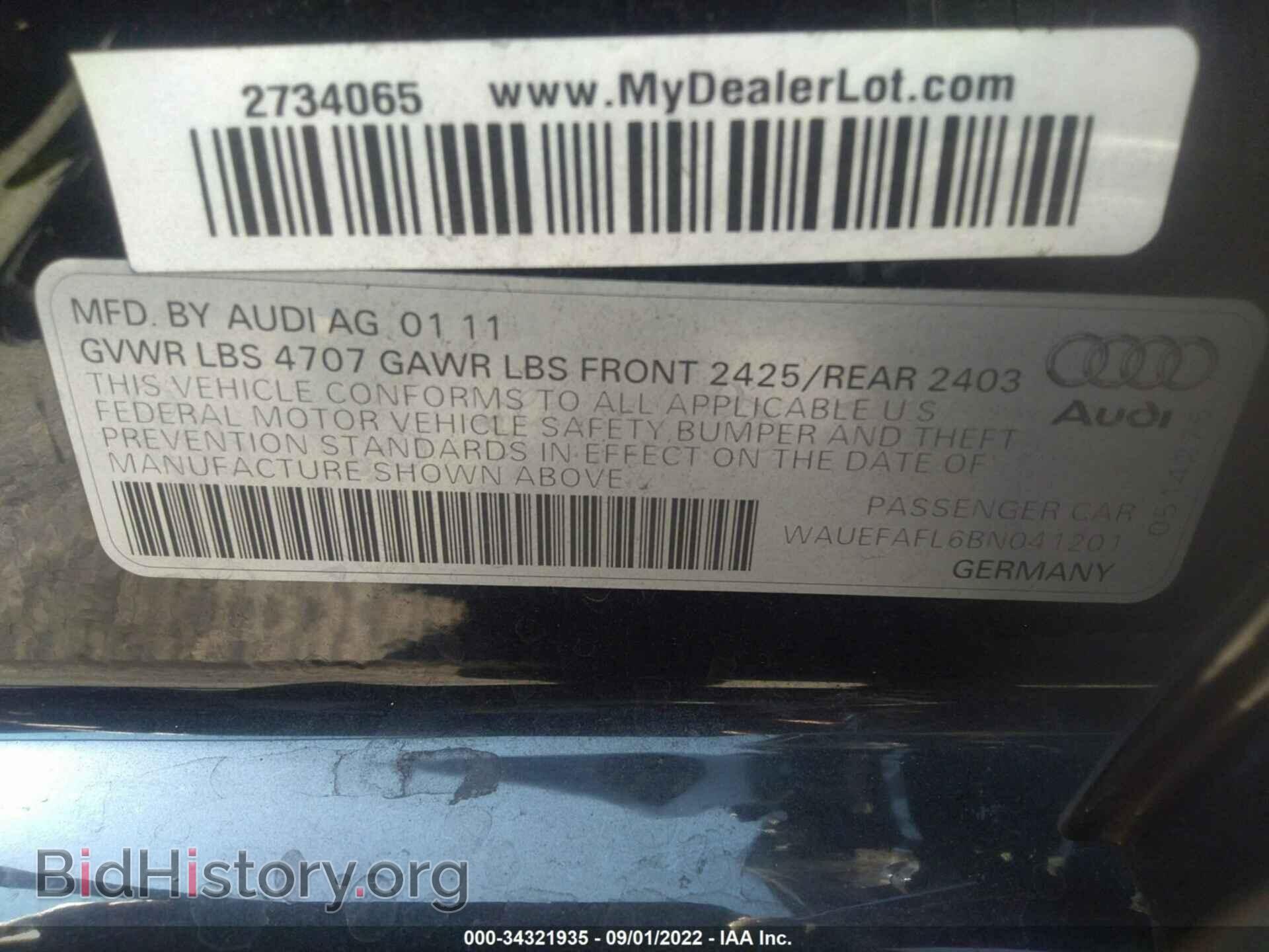 2011 AUDI A4 - VIN: WAUEFAFL6BN041201 - Фото 9