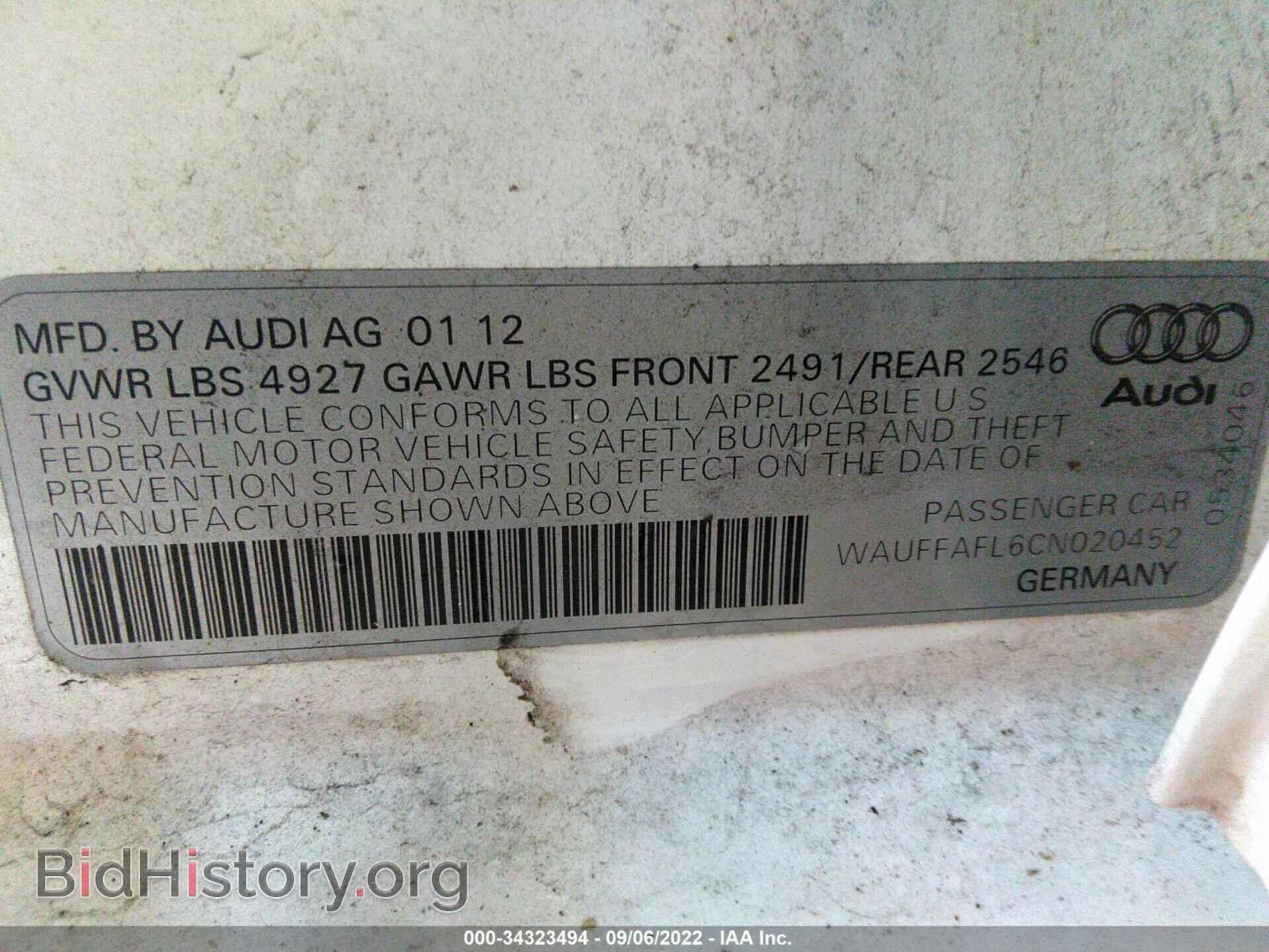 2012 AUDI A4 - VIN: WAUFFAFL6CN020452 - Фото 9
