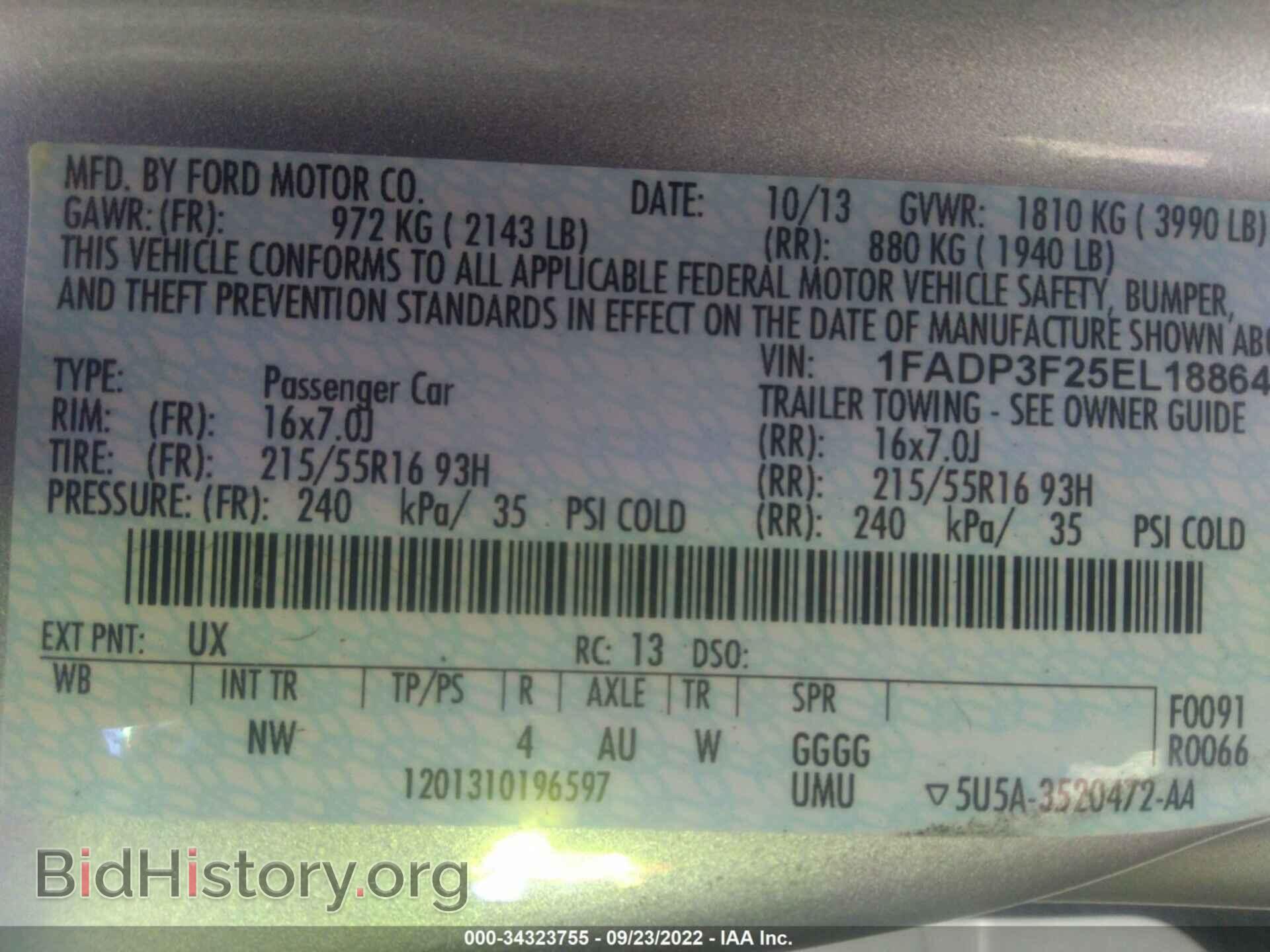 2014 FORD FOCUS - VIN: 1FADP3F25EL188646 - Фото 9