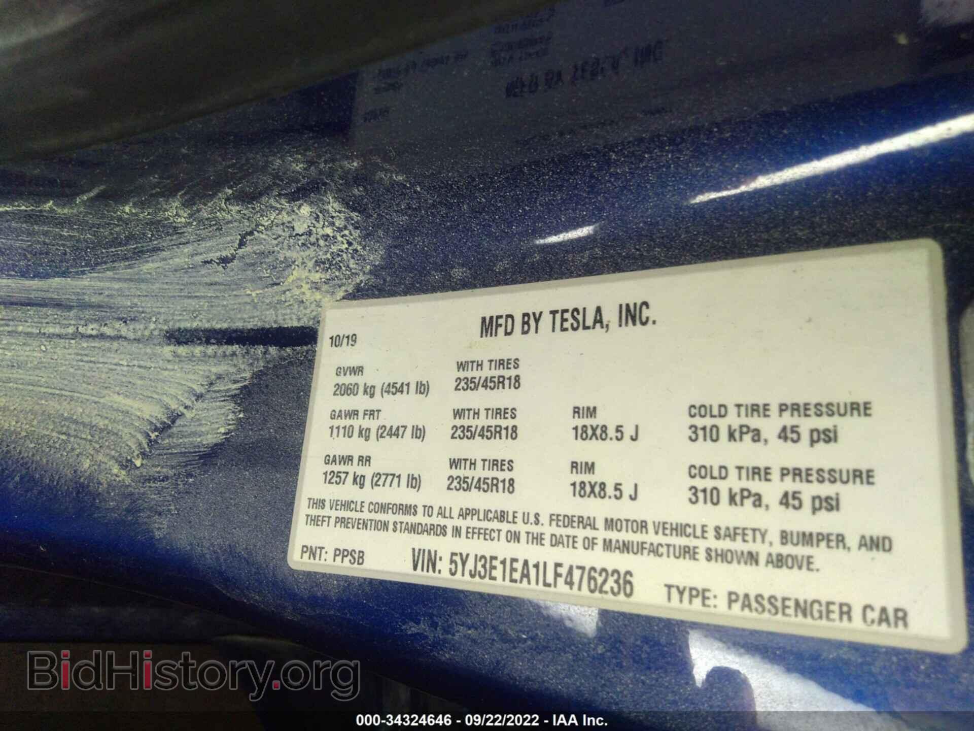 2020 TESLA MODEL 3 - VIN: 5YJ3E1EA1LF476236 - Фото 9