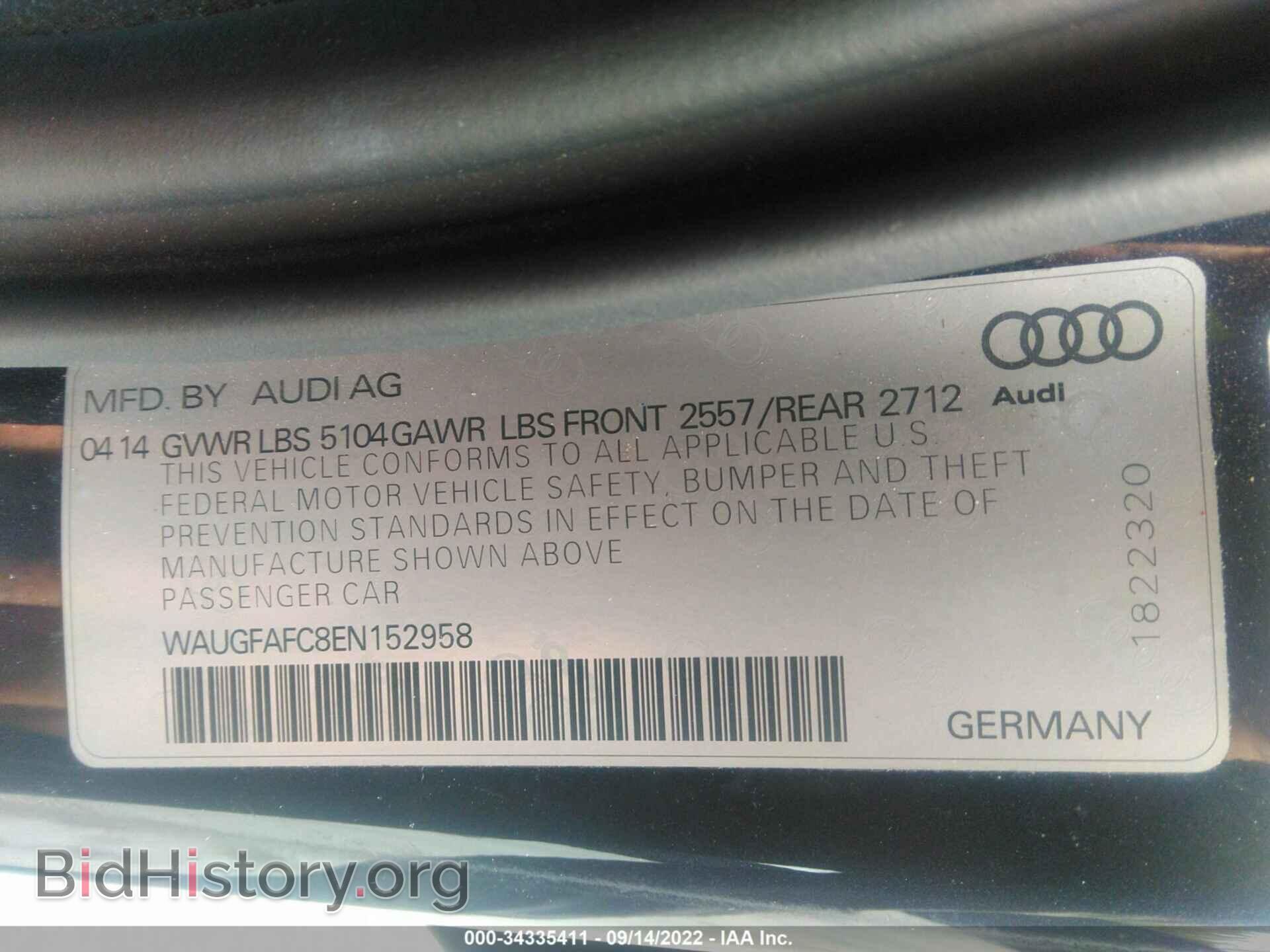 2014 AUDI A6 - VIN: WAUGFAFC8EN152958 - Фото 9