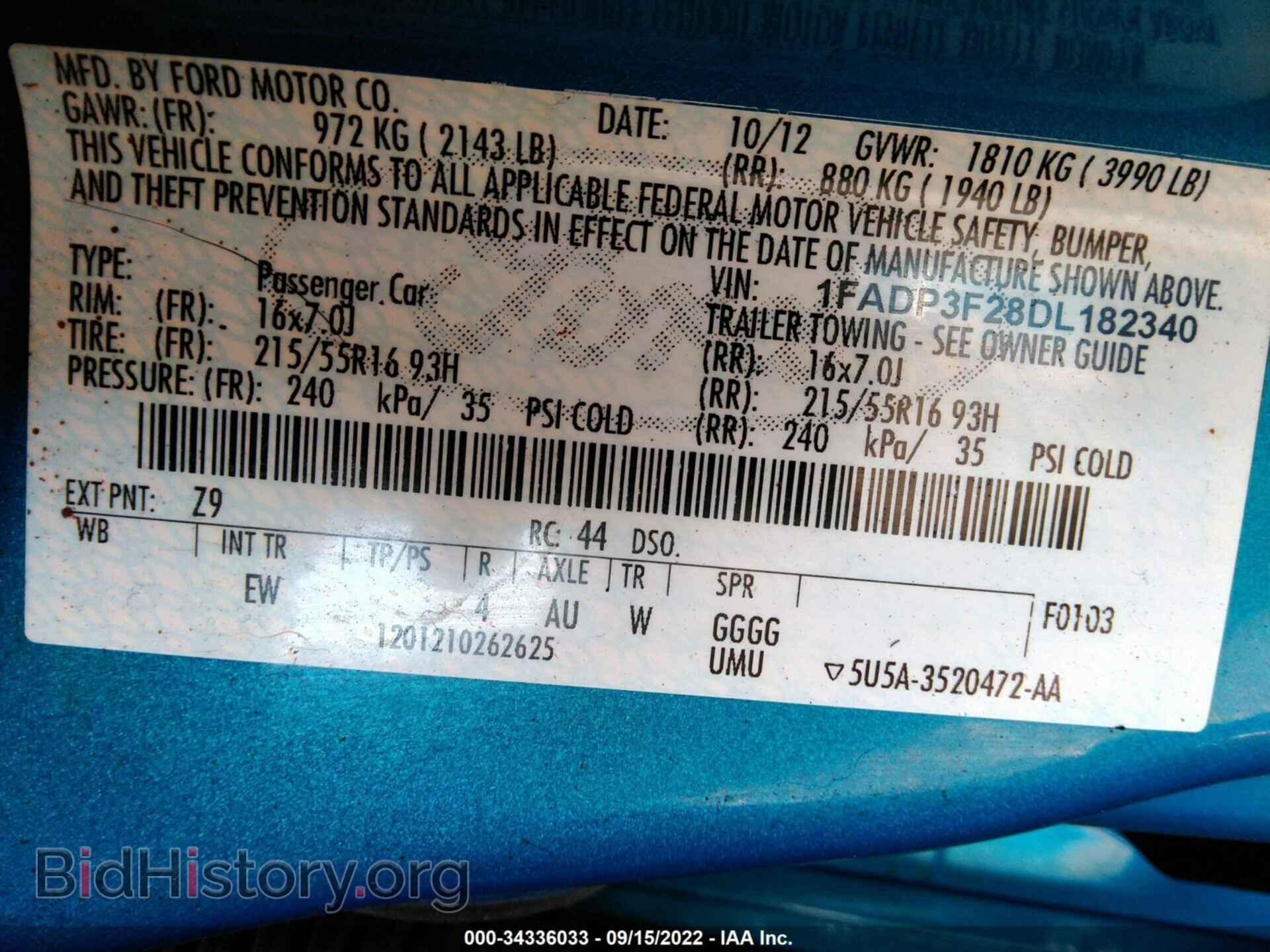 2013 FORD FOCUS - VIN: 1FADP3F28DL182340 - Фото 9