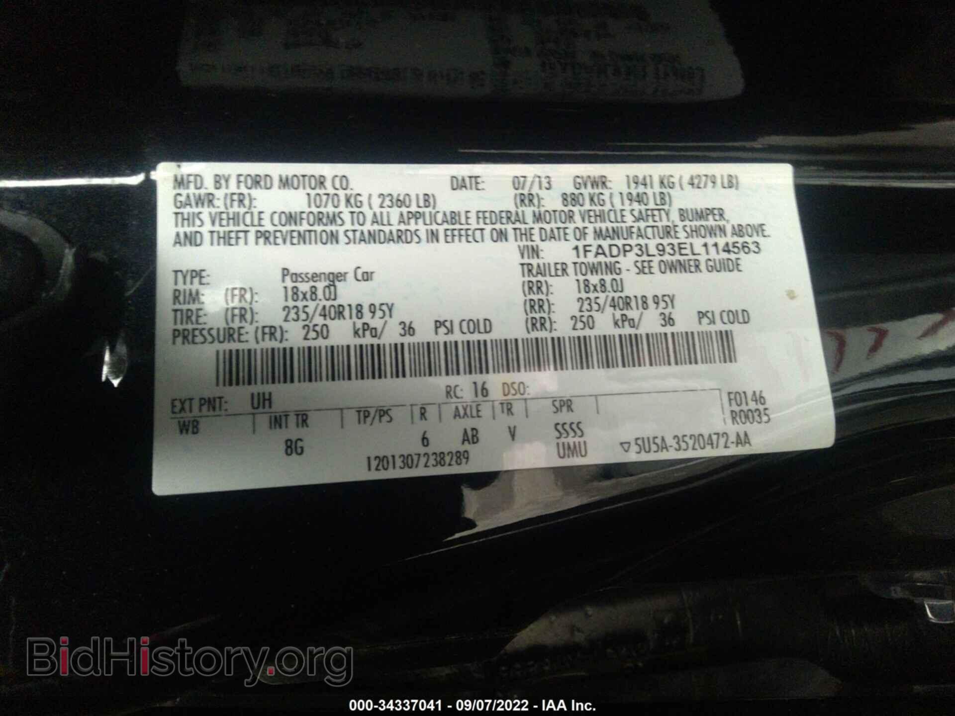 2014 FORD FOCUS - VIN: 1FADP3L93EL114563 - Фото 9