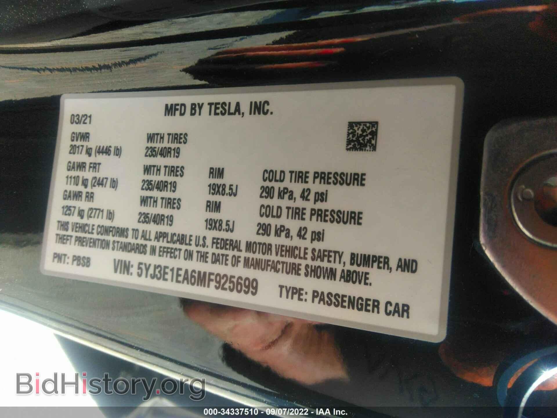 2021 TESLA MODEL 3 - VIN: 5YJ3E1EA6MF925699 - Photo 9