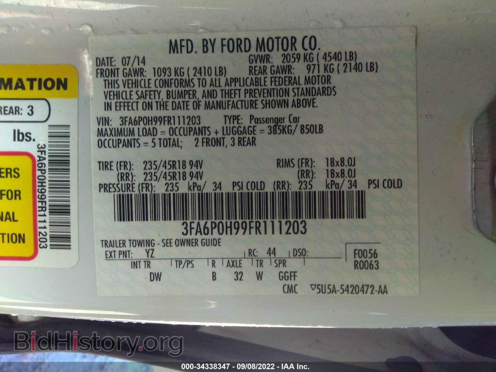 2015 FORD FUSION - VIN: 3FA6P0H99FR111203 - Фото 9
