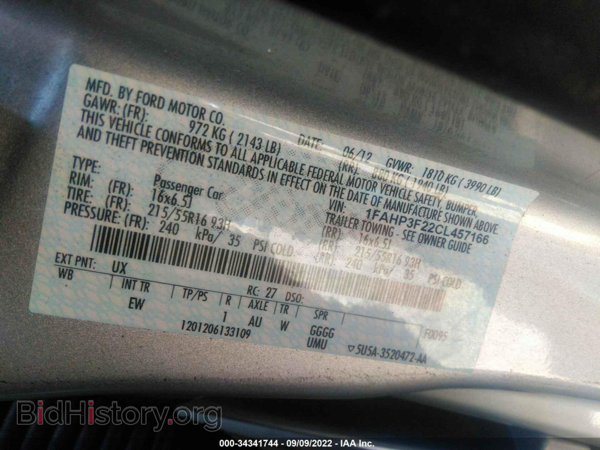 2012 FORD FOCUS - VIN: 1FAHP3F22CL457166 - Фото 9