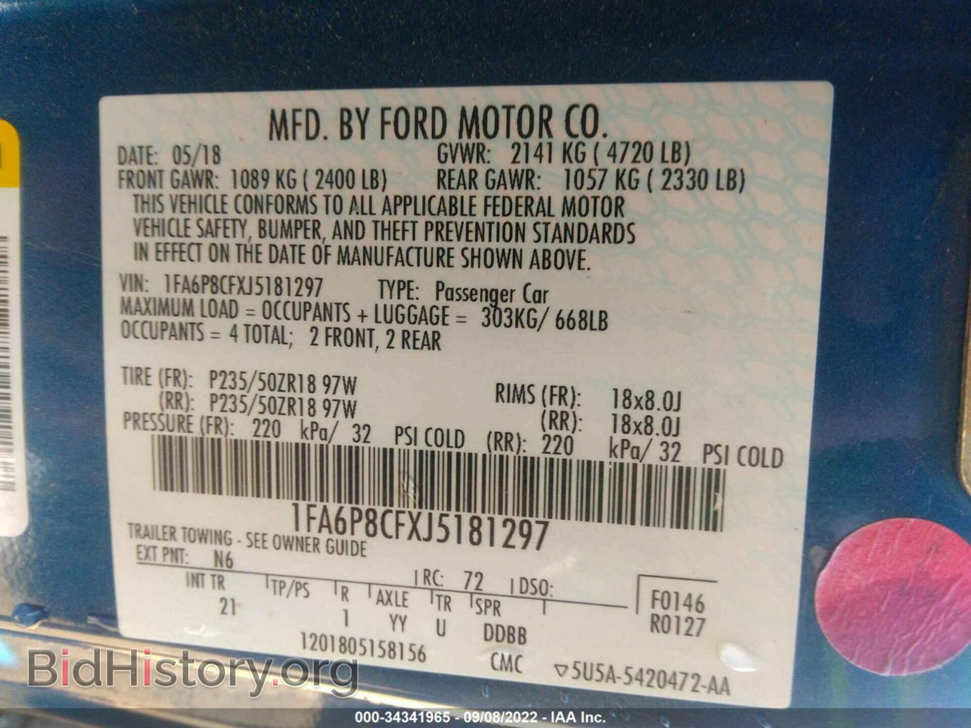 2018 FORD MUSTANG - VIN: 1FA6P8CFXJ5181297 - Фото 9