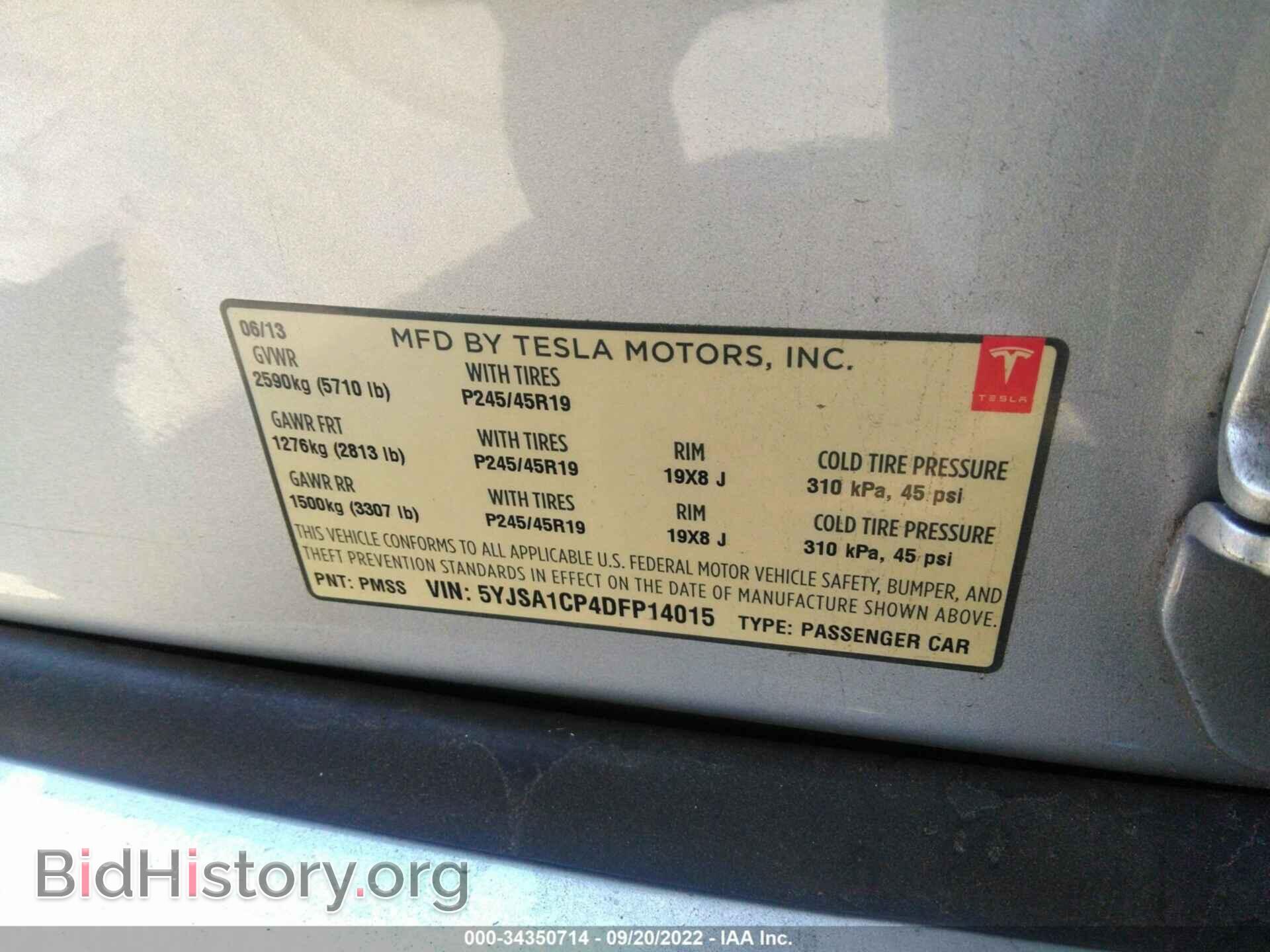 2013 TESLA MODEL S - VIN: 5YJSA1CP4DFP14015 - Photo 9