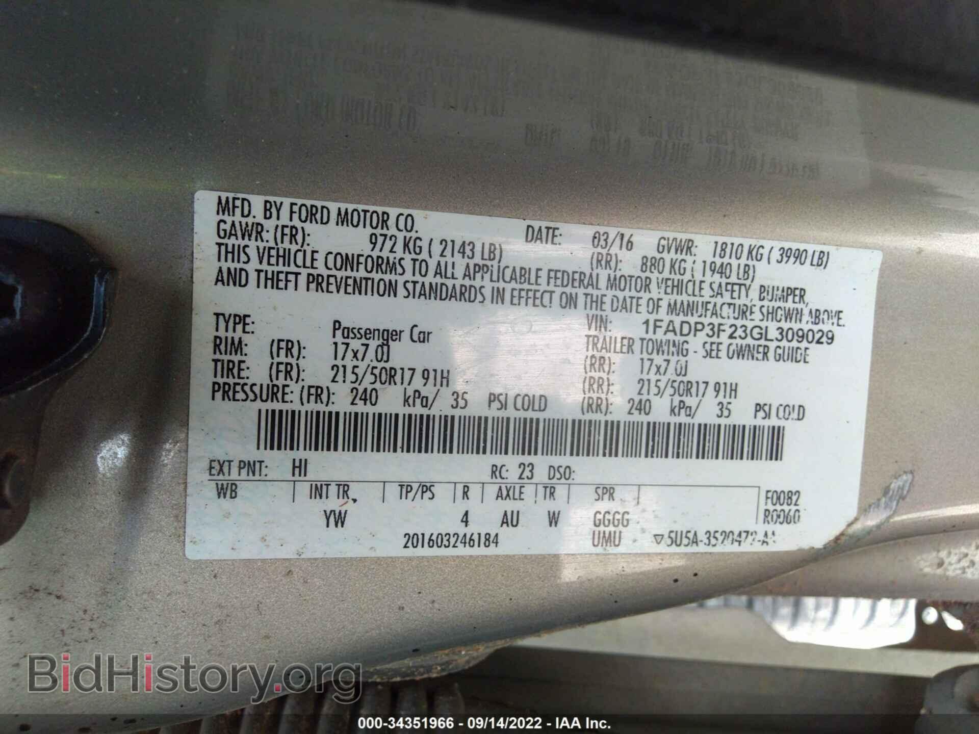 2016 FORD FOCUS - VIN: 1FADP3F23GL309029 - Фото 9