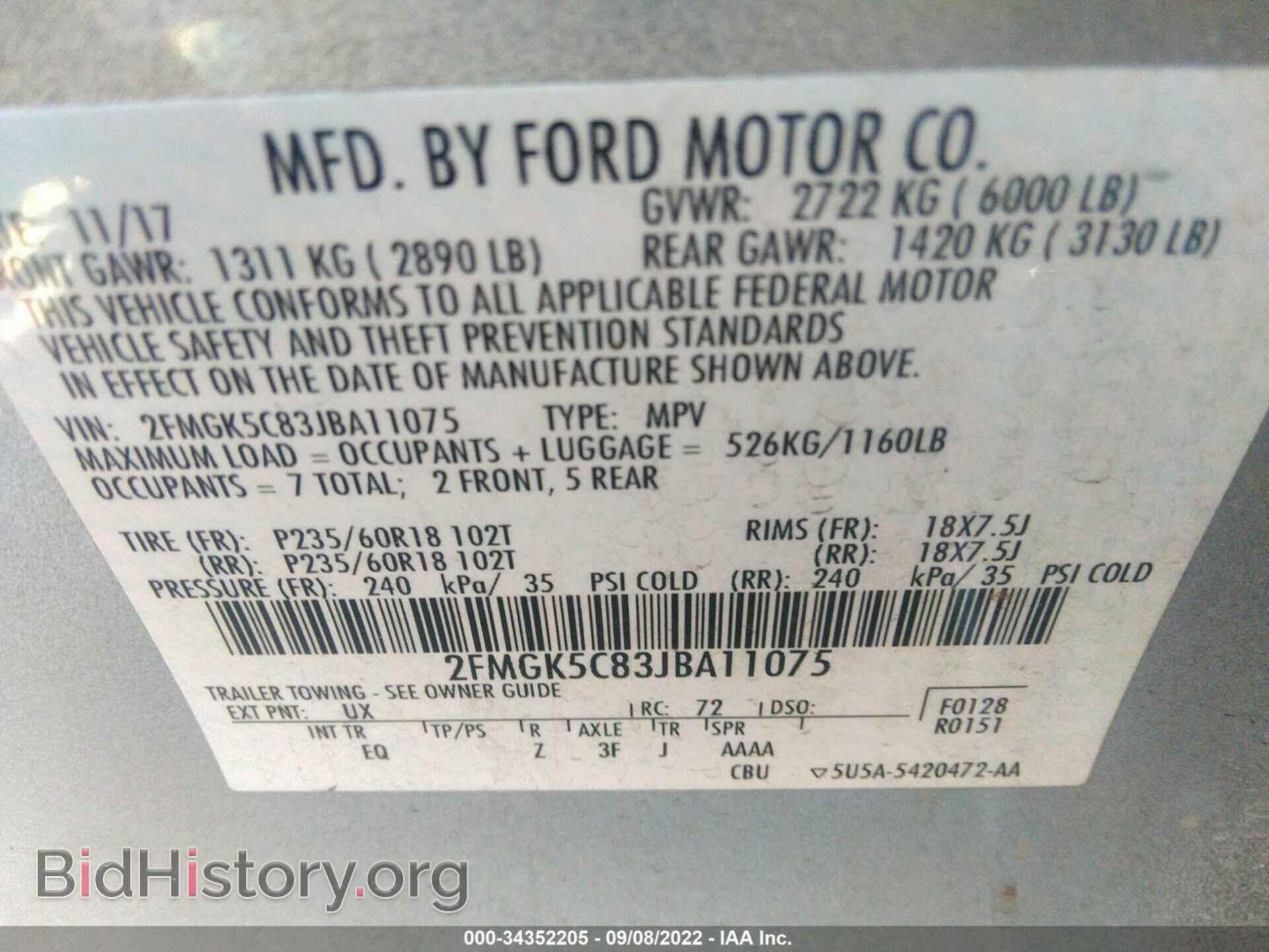 2018 FORD FLEX - VIN: 2FMGK5C83JBA11075 - Photo 9