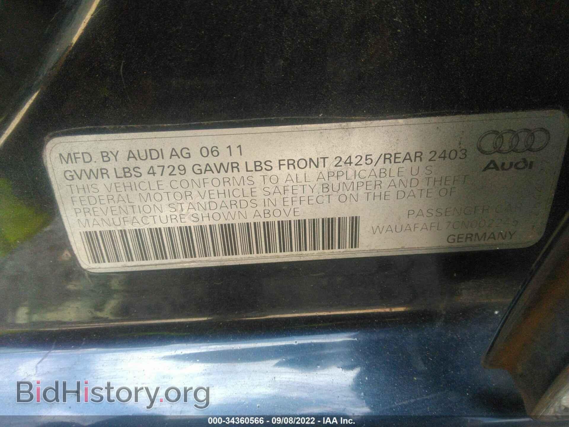 2012 AUDI A4 - VIN: WAUAFAFL7CN002245 - Фото 9