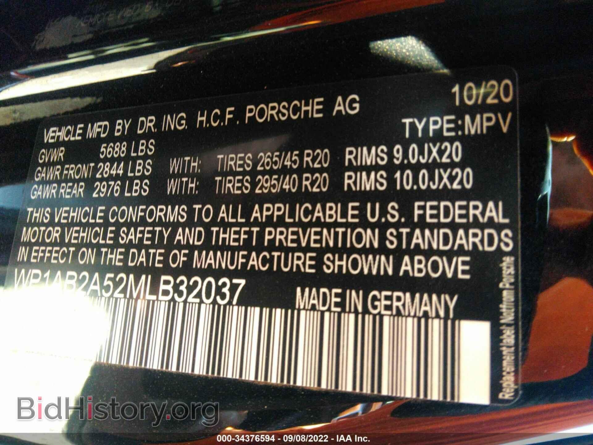 2021 PORSCHE MACAN - VIN: WP1AB2A52MLB32037 - Photo 9
