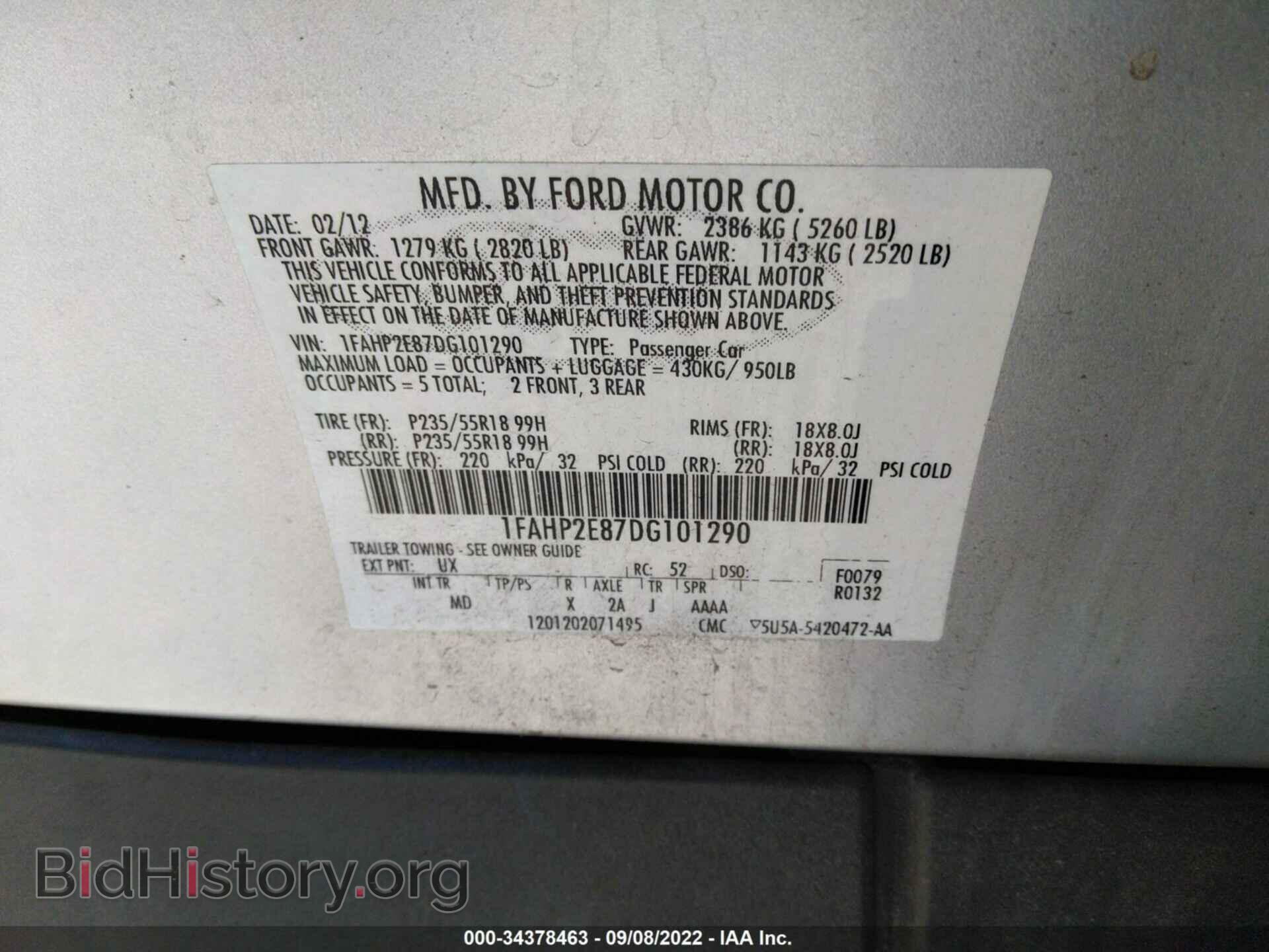 2013 FORD TAURUS - VIN: 1FAHP2E87DG101290 - Photo 9