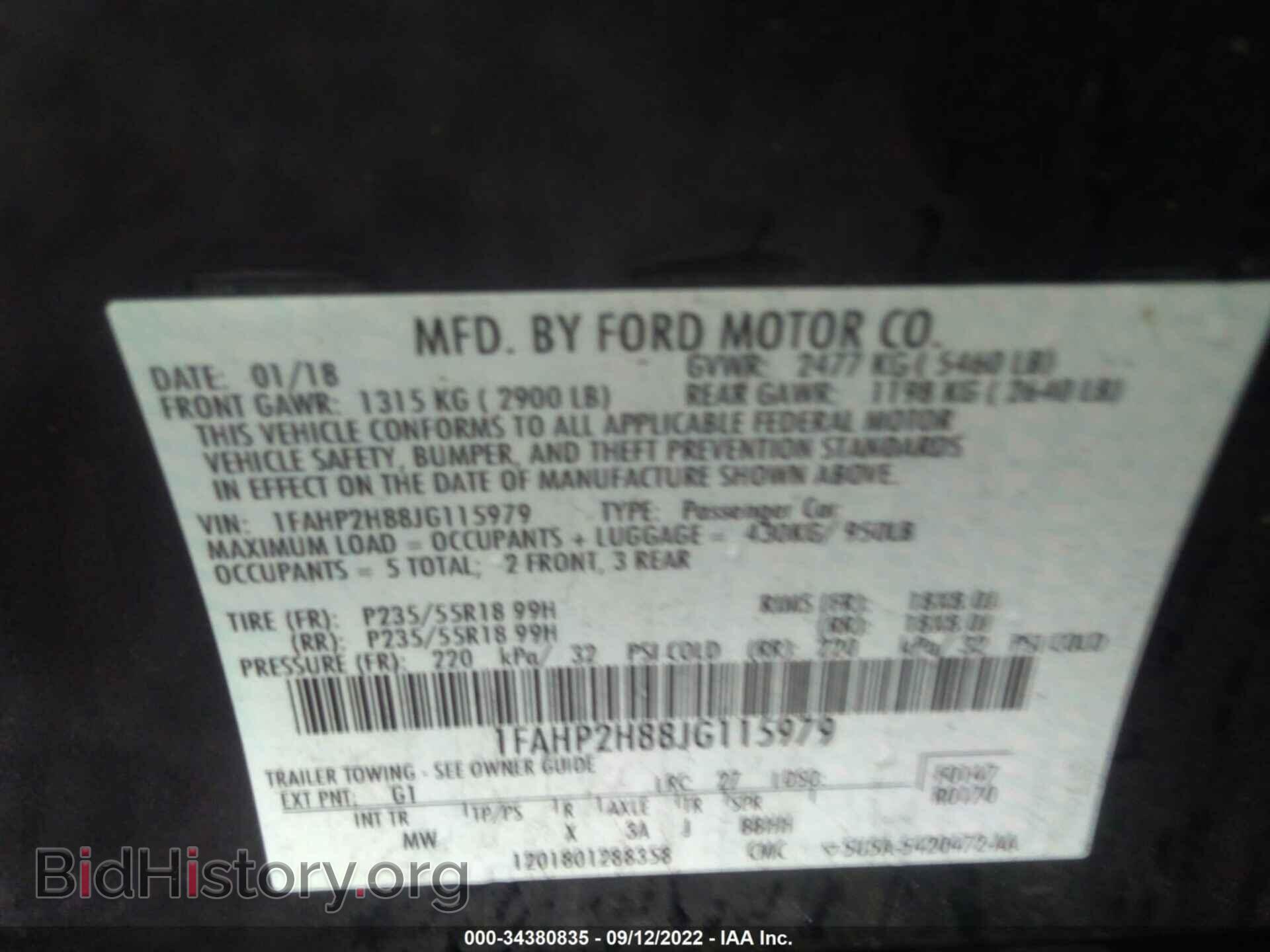2018 FORD TAURUS - VIN: 1FAHP2H88JG115979 - Фото 9